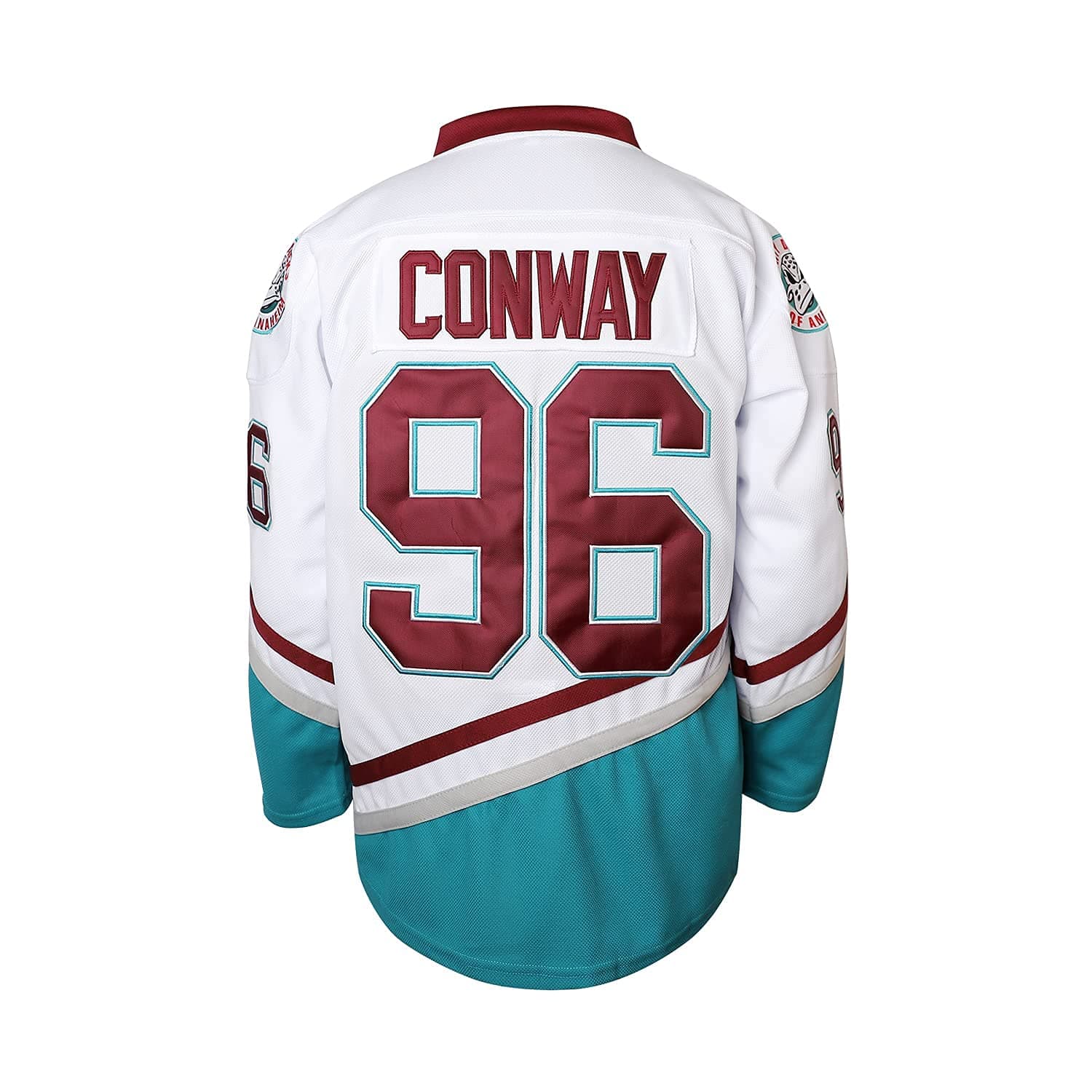 Charlie Conway #96 Mighty Ducks Adam Banks #99 Movie Ice Hockey Jersey (96 White, XX-Large)