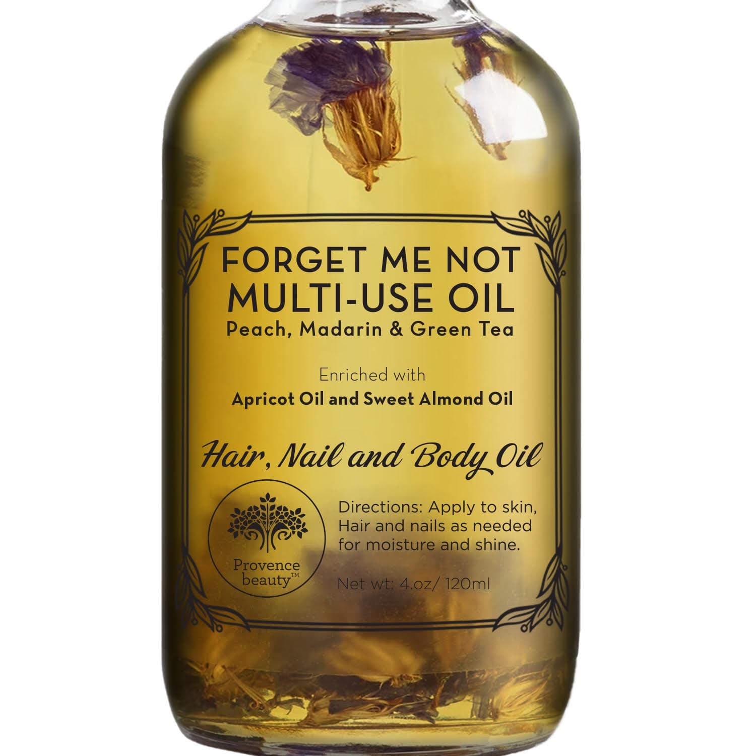 Provence Beauty Forget Me Not: "Forget Me Not" Scented Multi-Use Oil For Face, Body & Hair - Hydrates Skin & Restores Hair'S Natural Shine - Featuring Peach, Mandarin And Green Tea - Fractionated