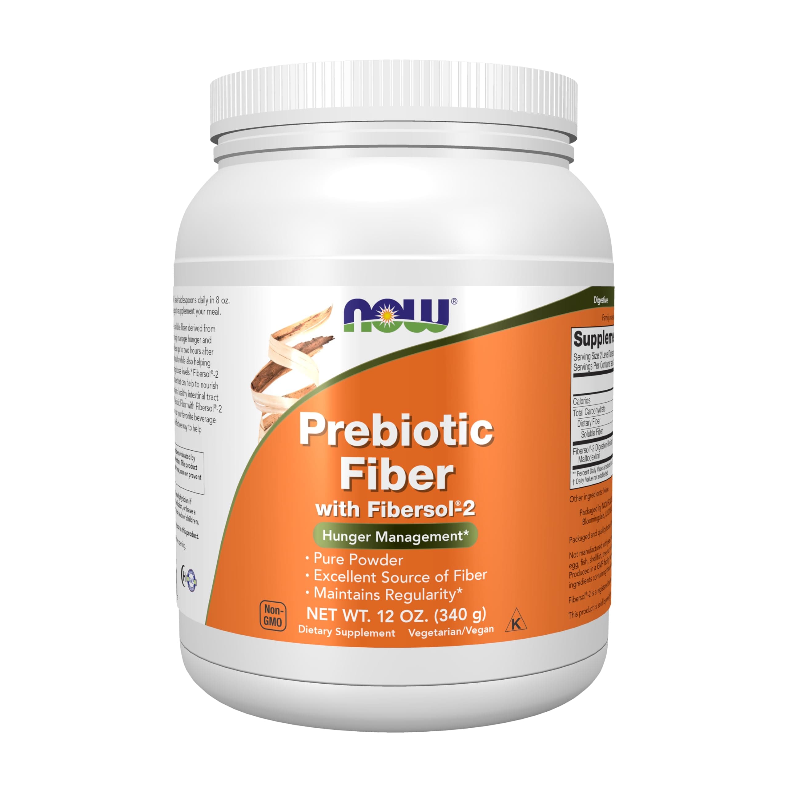 Supplements, Prebiotic Fiber with Fibersol-2, derived from Non-GMO corn, Powder, 12-Ounce