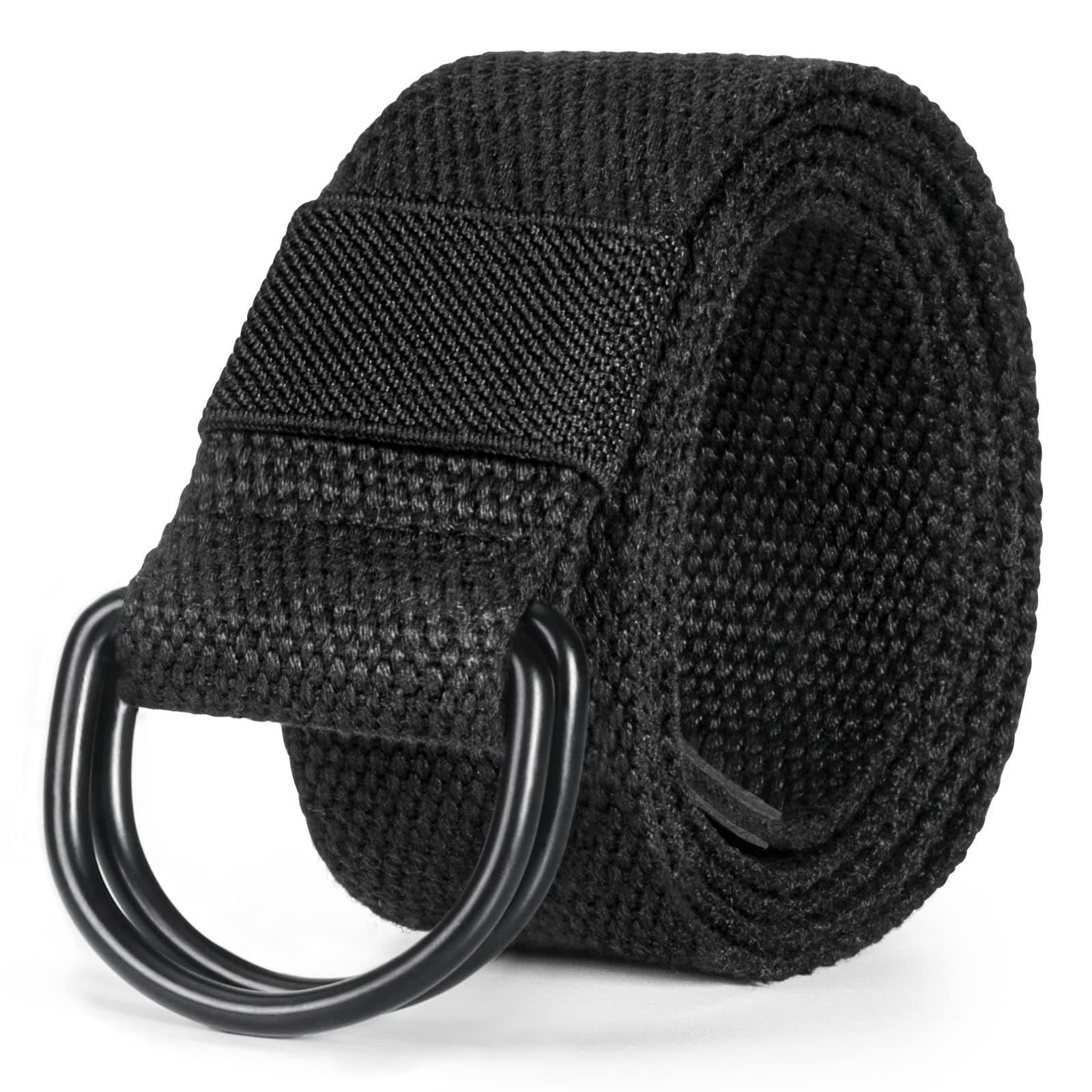 Mens & Womens Canvas Belt with Black D-ring Buckle 1 1/2" Wide Solid Color Fabric Belt for Men
