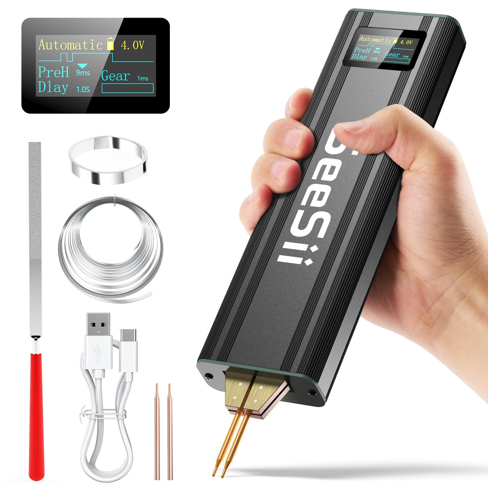 Seesii Mini Battery Spot Welder,80 Gears Adjustable Portable Handhold Spot Welder for DIY Making Battery Packs