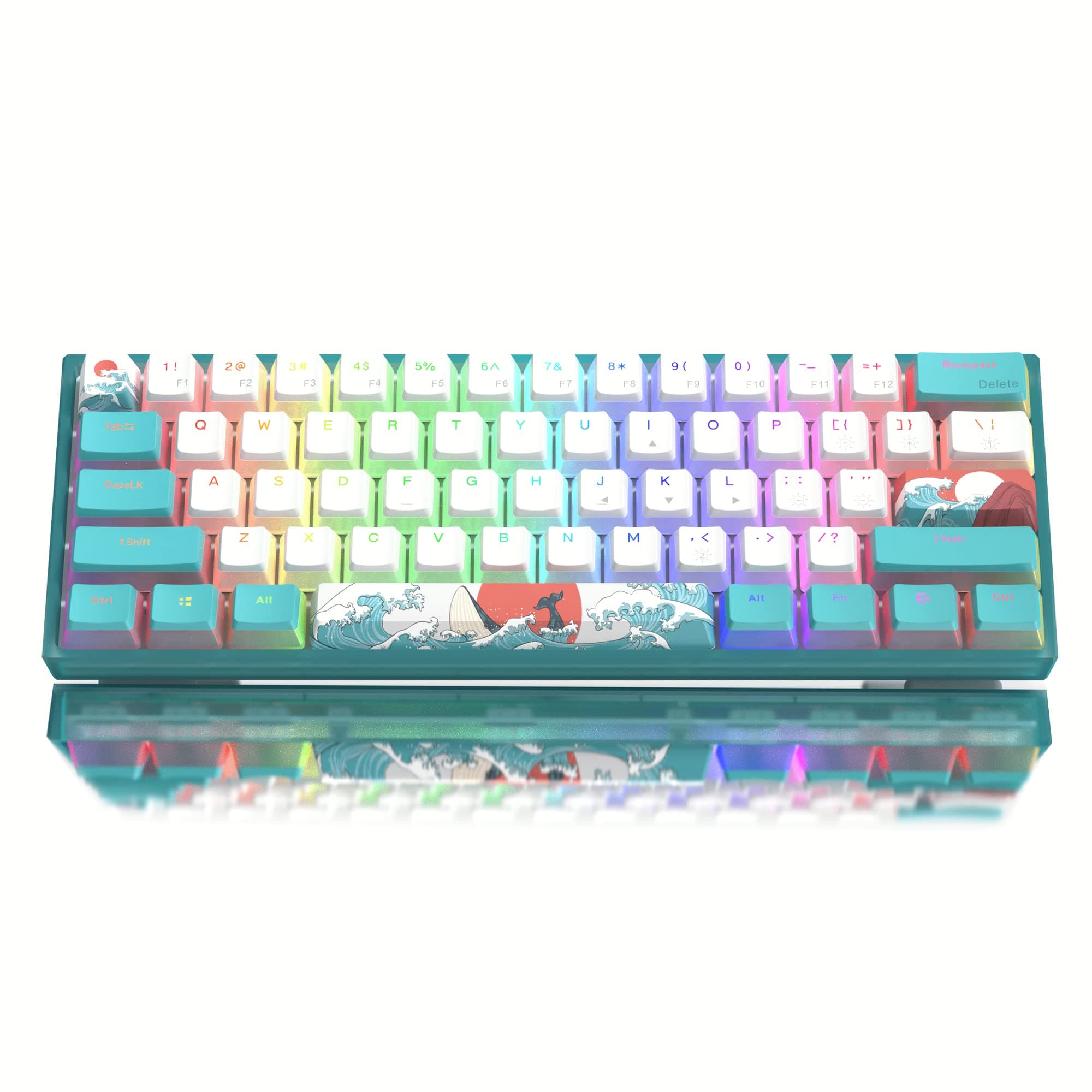 60% Percent Keyboard,WK61 V2 Mechanical RGB Wired Gaming Keyboard,Hot-Swappable Creamy Key Board with PBT Keycaps,Linear Red Switch for Windows/MAC (Blue)