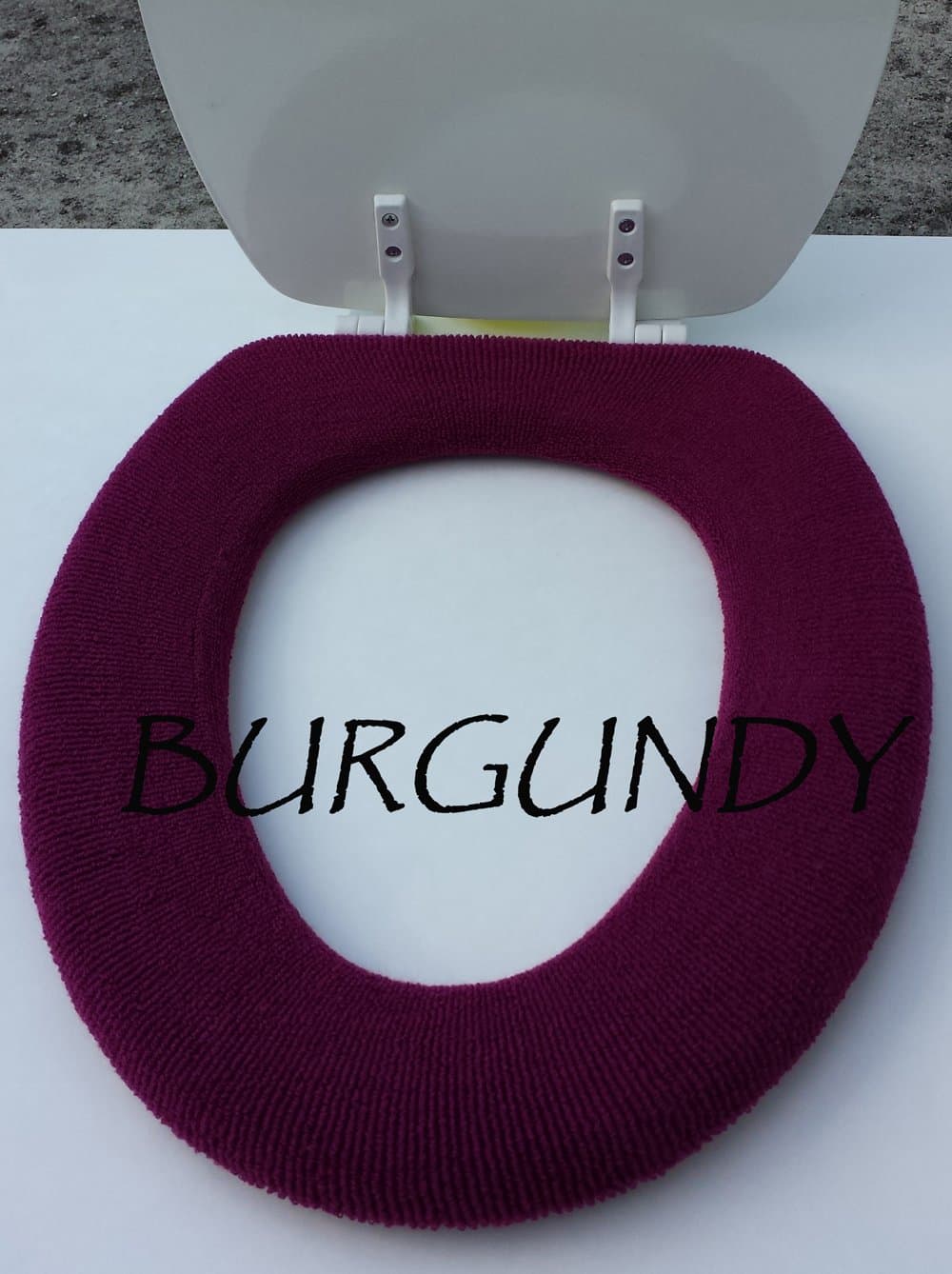 Bathroom Toilet Seat Warmer Cover Washable (Burgundy)