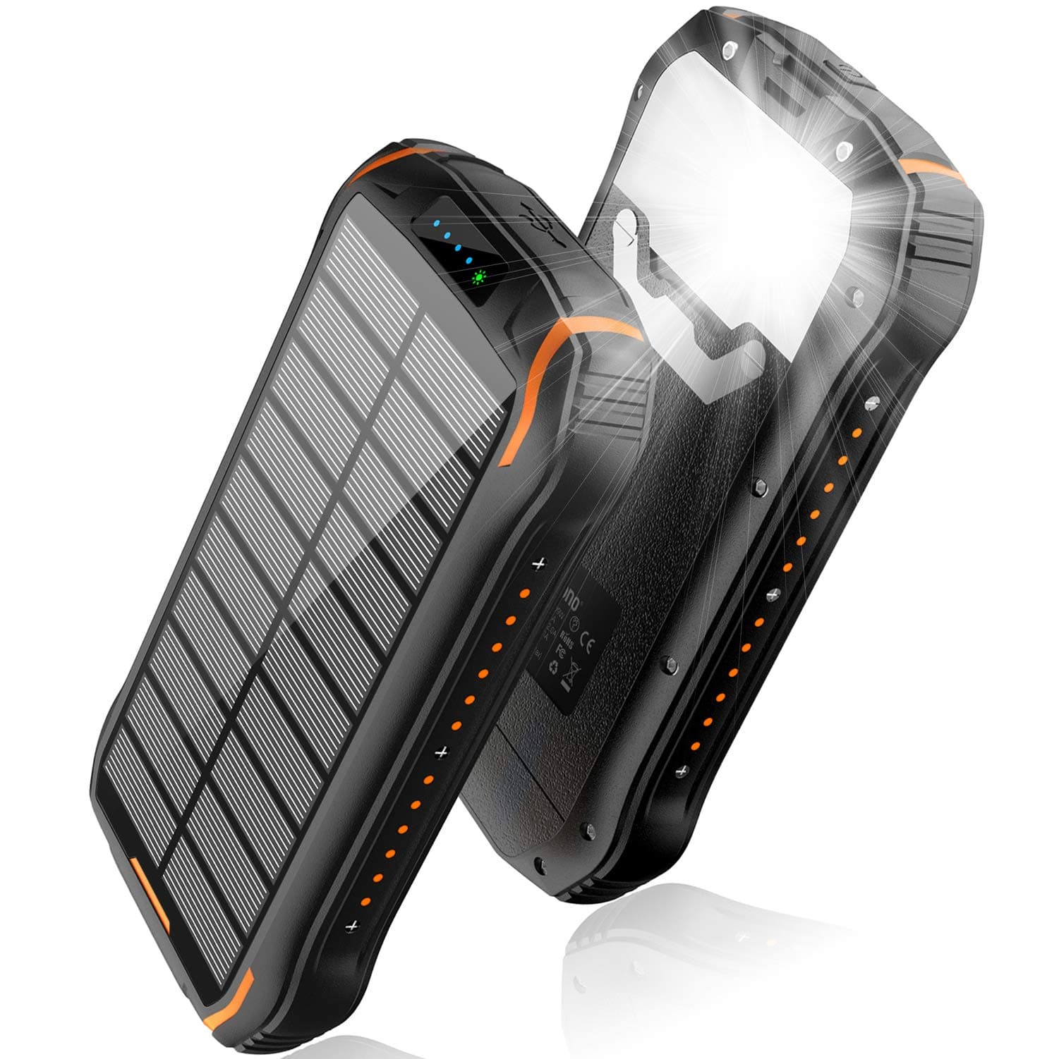 elzle Power Bank Solar 26800 mAh Solar Charger Fast Charging with 2 Input Ports / 3 Outputs Portable Waterproof External Backup Battery for Smartphones, Outdoor Activities