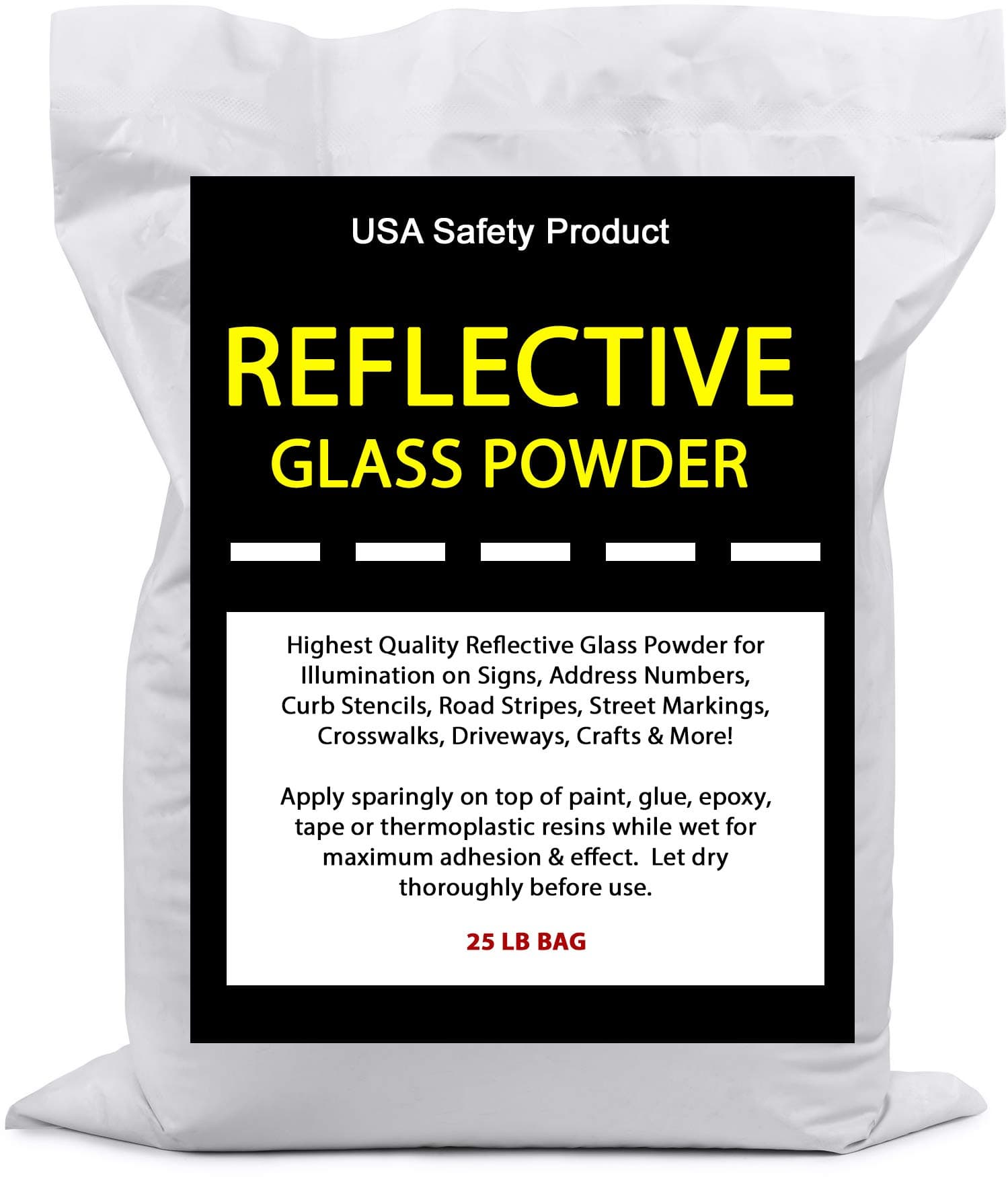 Reflective Glass Powder for Road Marking, Curb Paint, Traffic Paint, Pavement Striping, Parking Lots, Crosswalks, Driveways, Airports, Traffic Signs, Painting, Arts & Crafts (25 LB Bag)