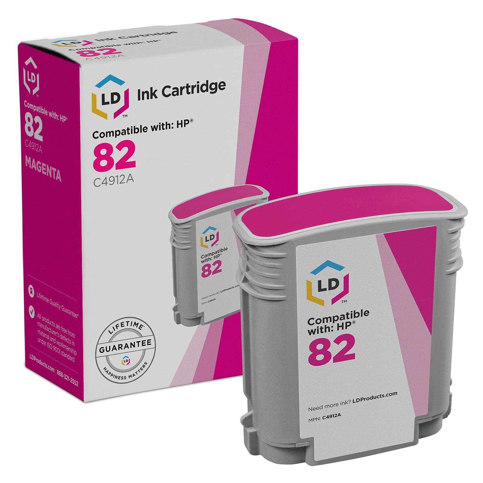LD Products Remanufactured Ink Cartridge Replacement for HP 82 C4912A (Magenta)