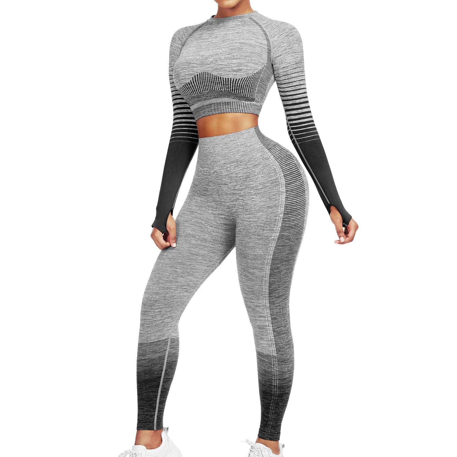 Workout Sets for Women Active wear Gym Outfits Set Crop Top High Waist Tummy Control Leggings Set