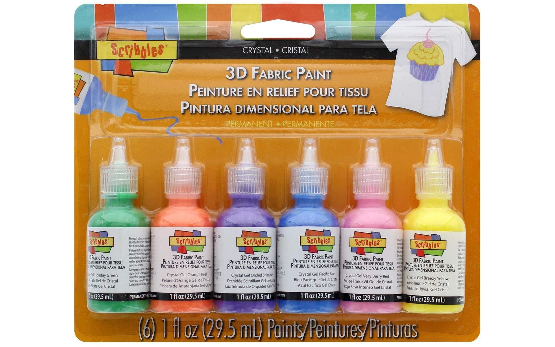 Scribbles 3D Fabric Paint - 1 oz, 6 pk