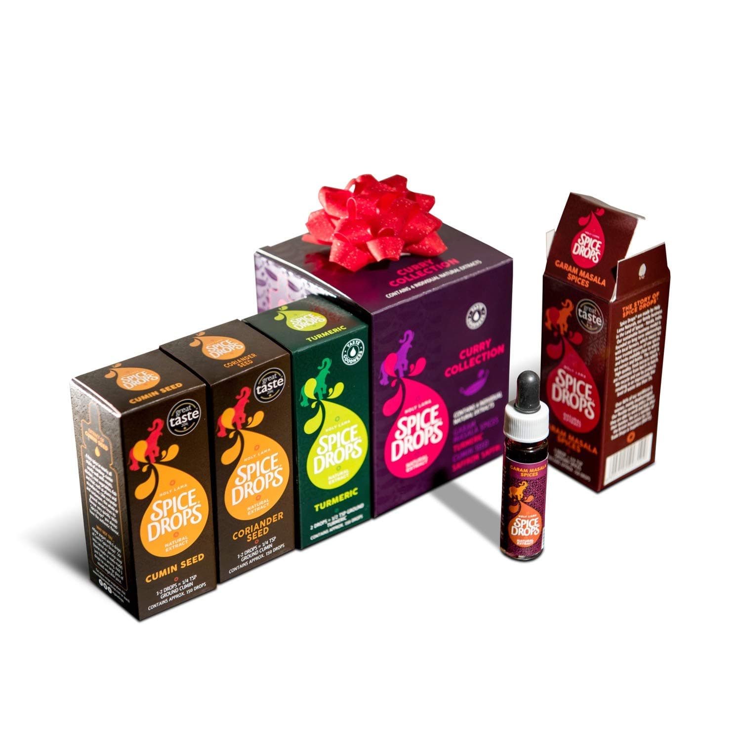 Holy Lama Spice Drops Extract, Curry Spices Collection, Natural Pure Healthy Authentic Cooking Ingredients Indian, Sri Lankan, Sauces, Chutney Recipes 4 x 5ml Garam Masala, Cumin, Coriander, Turmeric