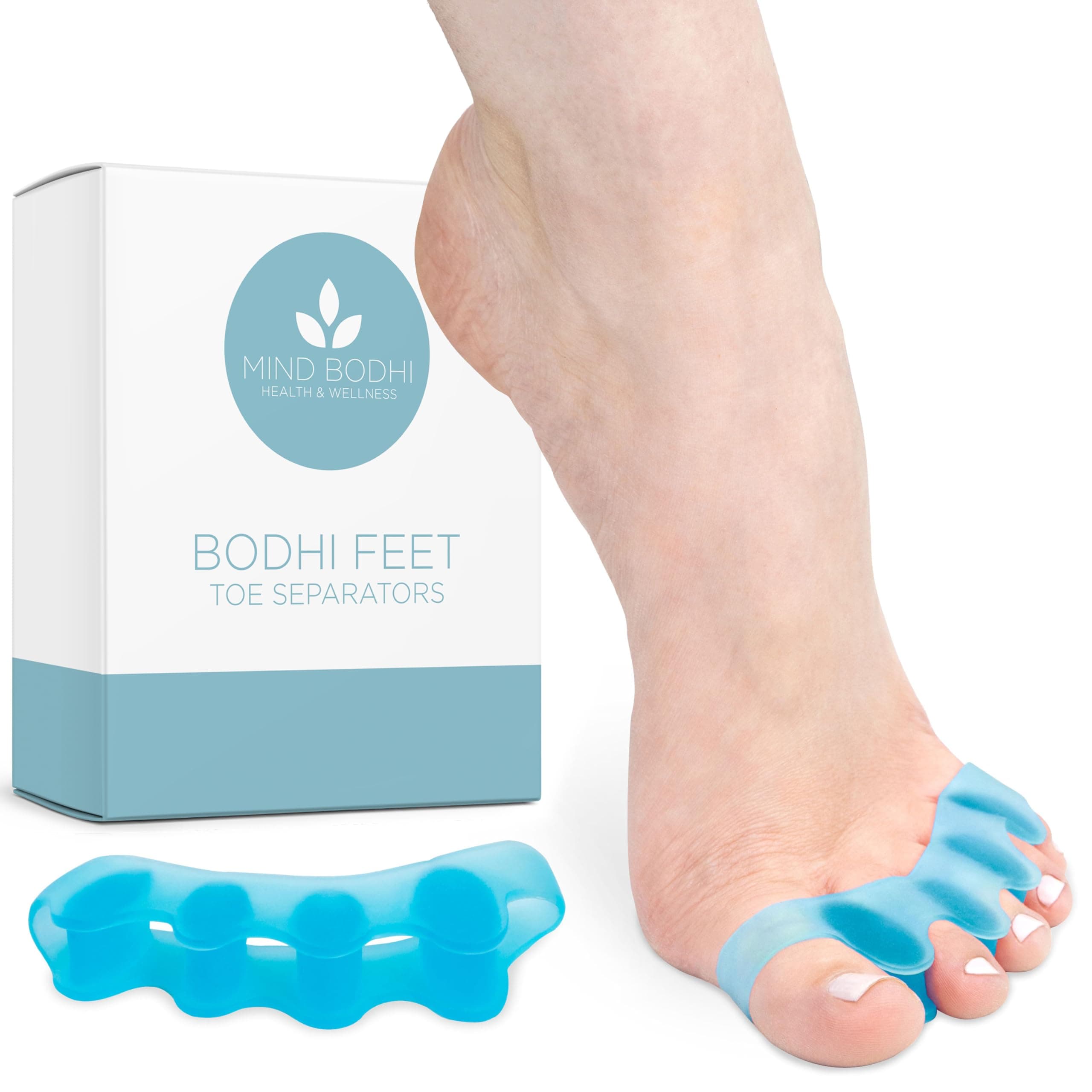 MIND BODHI Toe Separators to Correct Bunions and Restore Toes to Their Natural Shape (Bunion Corrector Toe Spacers Toe Straightener Toe Stretcher Big Toe Correctors) Universal Size - Blue