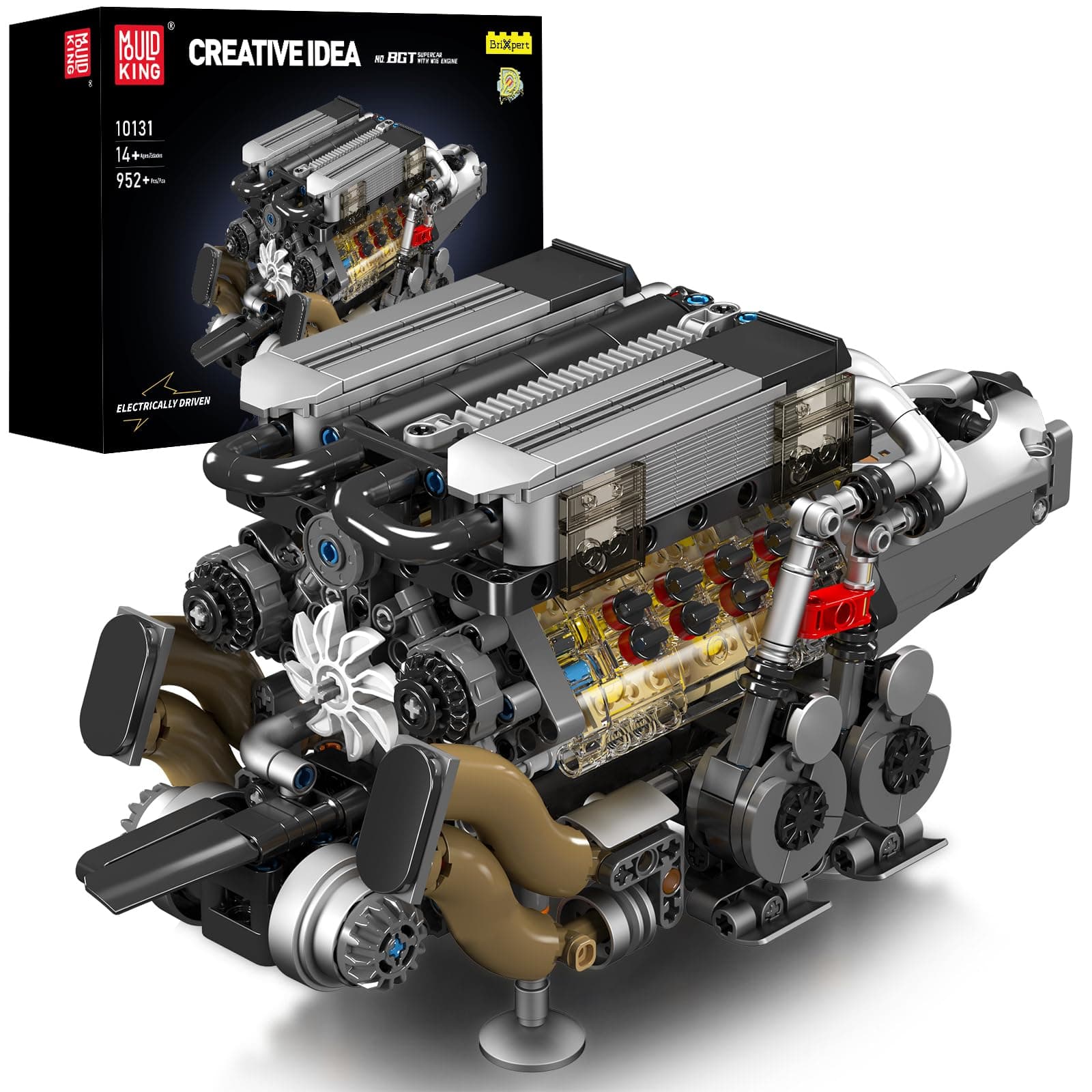 Mould King W16 Engine Building Kit, 16-Cylinder Petrol Car Engine Model, 952 Pieces, Ages 6-14