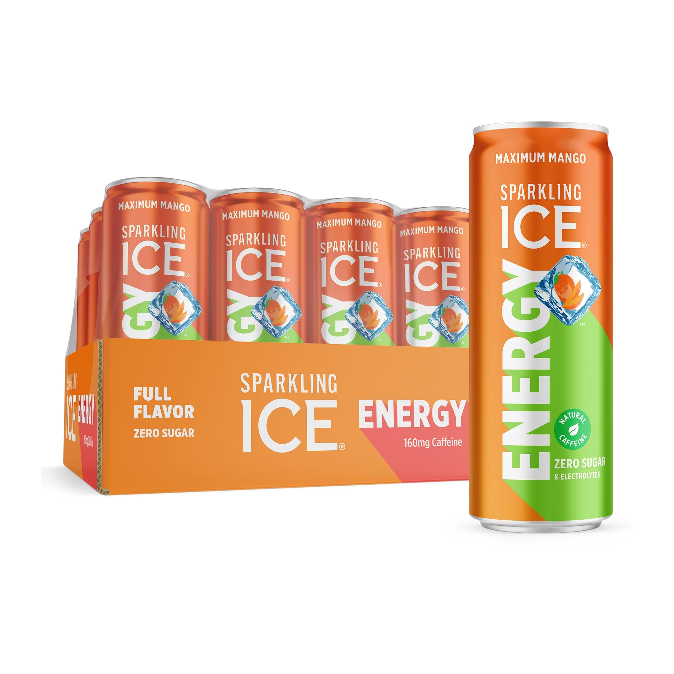 Energy Maximum Mango 12Pk. Energy Drinks with Vitamins + Antioxidants, Zero Sugar. 12 fl oz cans.
