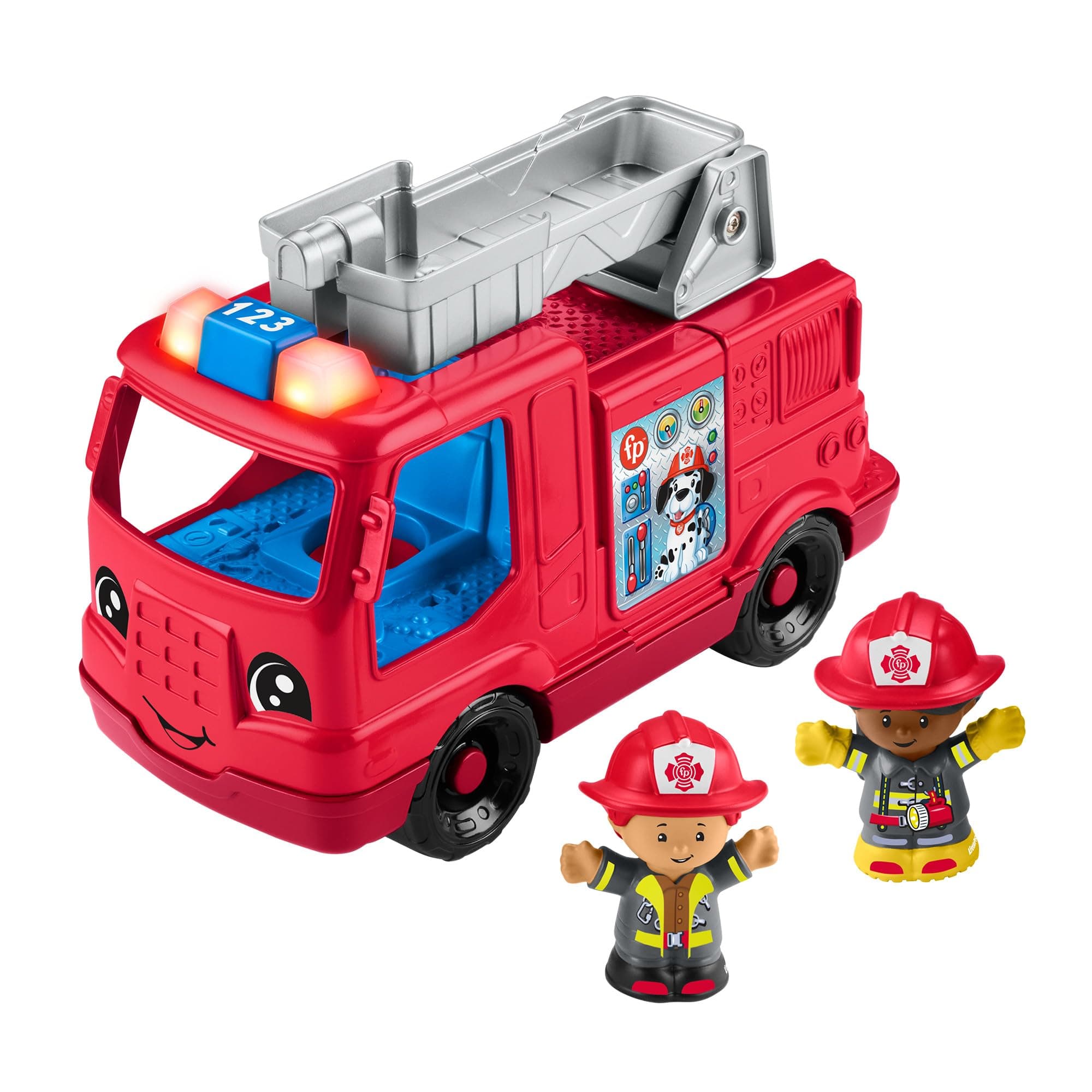 Little People Toddler Toy Fire Truck Musical Push-Along Vehicle with 2 Figures for Pretend Play Ages 1+ Years, HXC12