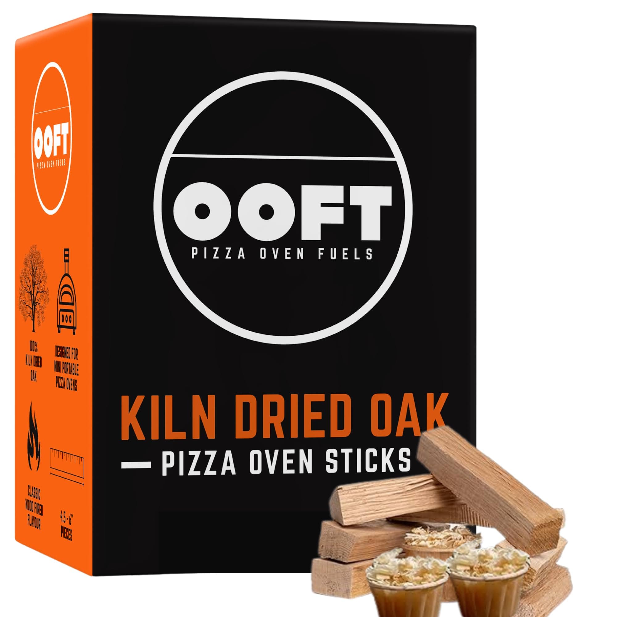 OOFT 6 Inch Mini Pizza Oven Wood - 100% Kiln Dried Oak - Perfect for Ooni Karu, Solo Stove Pi and Other Mini Pizza Ovens - 12-14lb Box - Hardwood Pizza Oven Kindling Logs - High Heat & Slow Burn