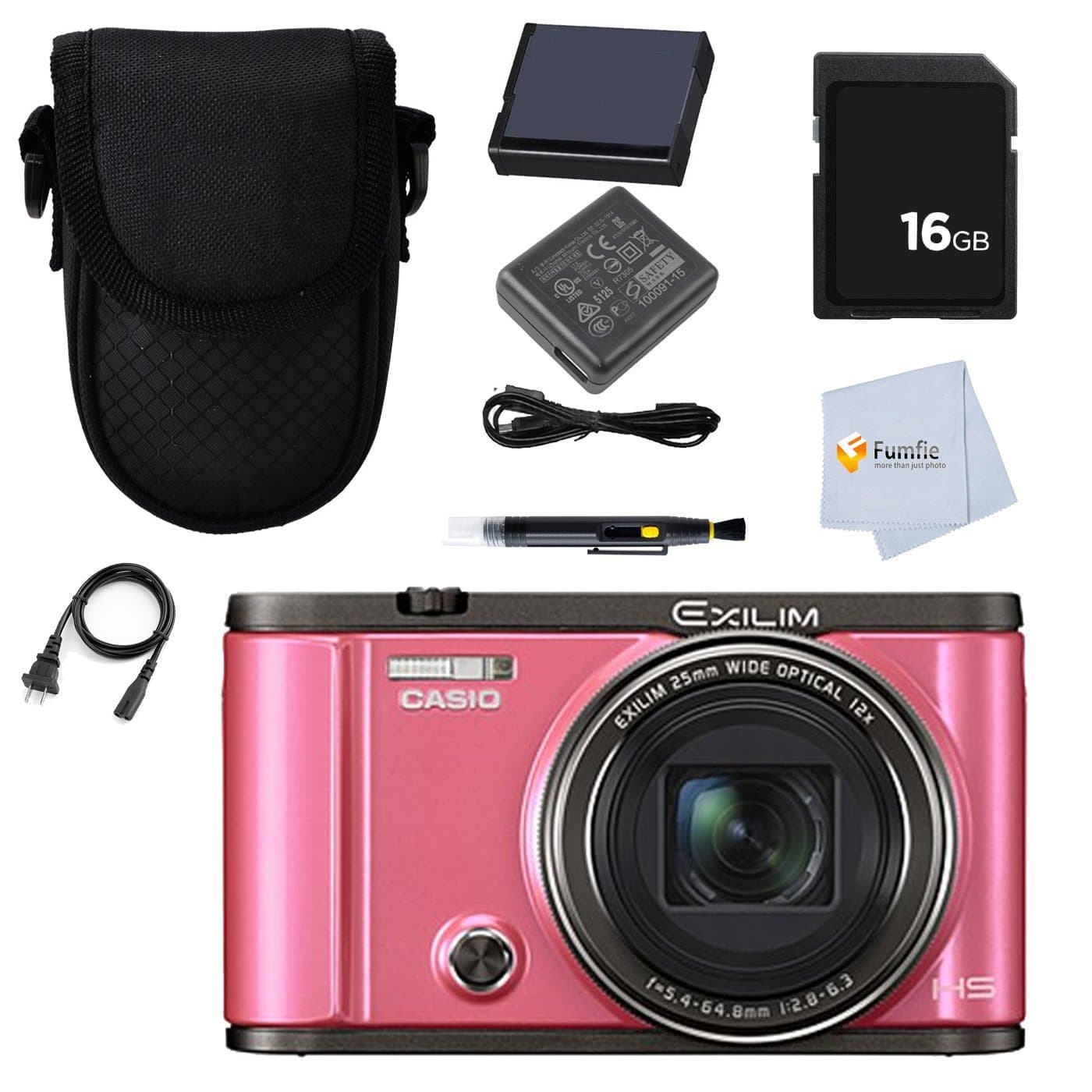 Casio Exilim EX-ZR3500 Self-Portrait Compact Digital Camera (Pink) + 16GB Memory Card + Battery + Adaptor & More