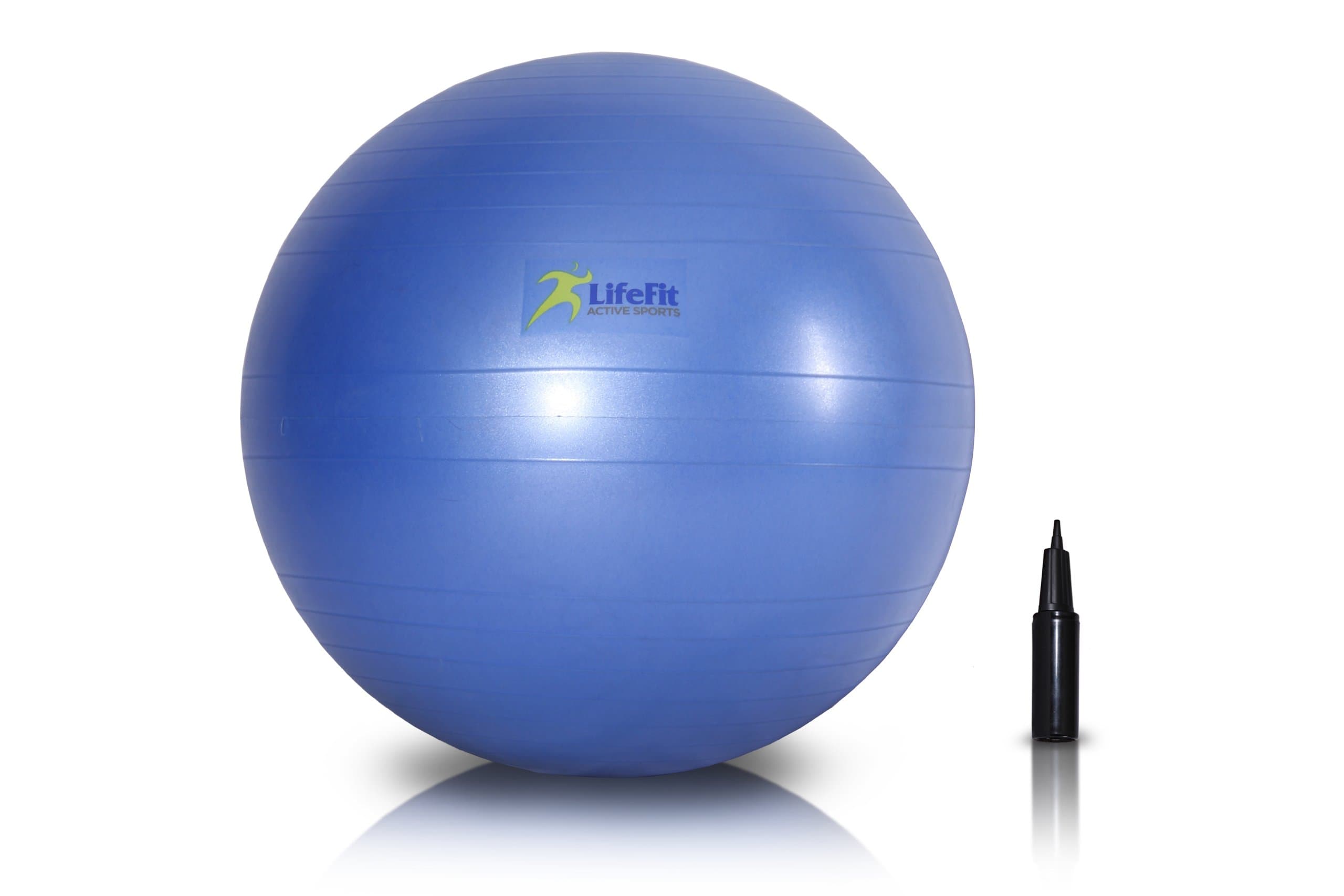 LifeFit Active Sports 65cm Exercise Ball - Stability Ball With Hand Pump - Non-Slip/Non-Toxic Environmentally Friendly Metal Free Yoga Ball - Able to Withstand 600lbs - Best Anti-Burst Stability Ball For Exercise and Physical Therapy ・Comes With 100% Guarantee・Recommended By Trainers