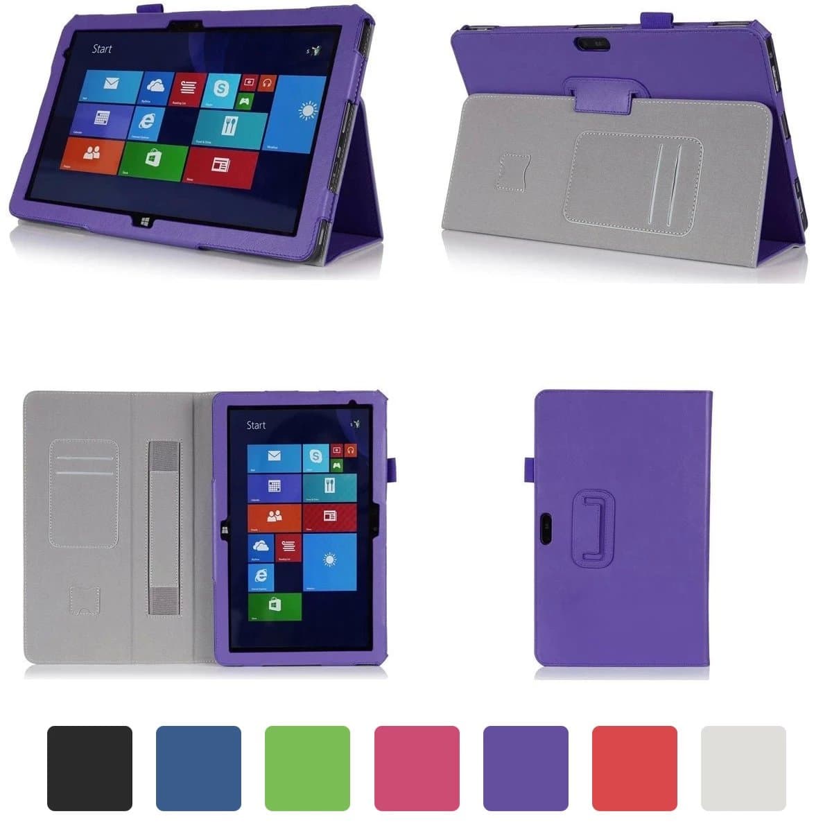 VIIGOOTECH PU Leather Case Cover Stand for DELL venue 11 Pro 10.8 inch/5130(ONLY) Purple, (with Flip Stand, Integrated Elastic Hand Strap, Stylus Loop, and Smart Cover Auto Wake/Sleep)