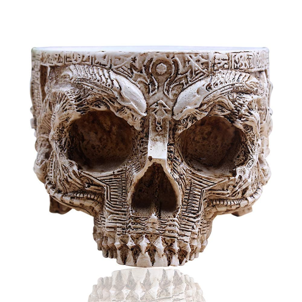 RMMWhite Antique Sculpture Human Skull Planter Garden Storage Pots Container Macetas Decoration Flower Pot for Home Decor