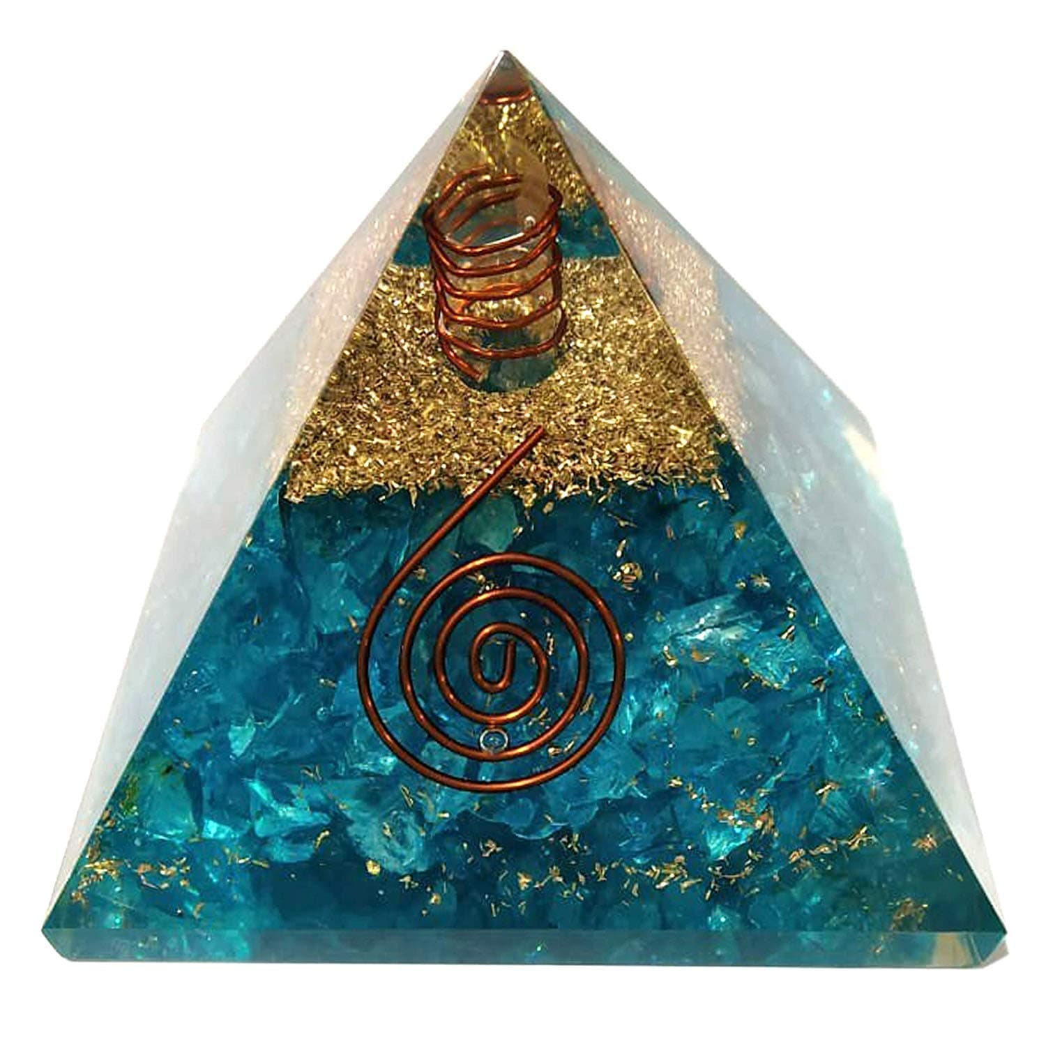 Orgone Pyramid Aquamarine Energy Generator with Emf Protection for Chakra Healing/Meditation Yoga Development- Balancing Positive Energy! A Solution for Physical, Emotional-Negativity Removal Stone