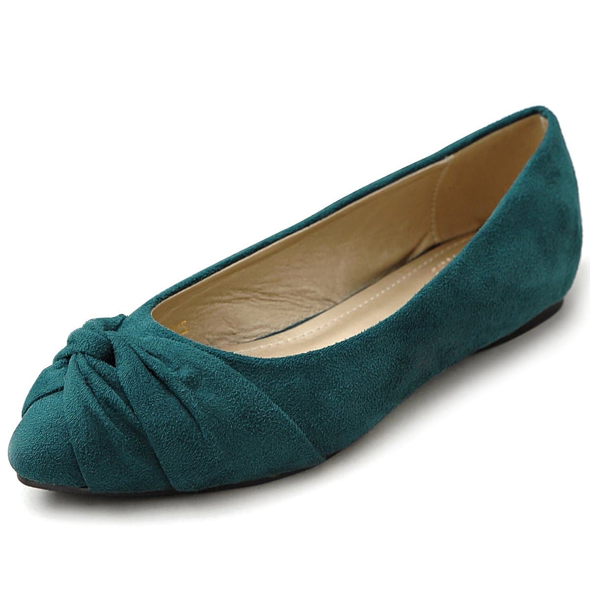 Ollio Women's Ballet Shoe Knot Faux Suede Comfort Cute Flat