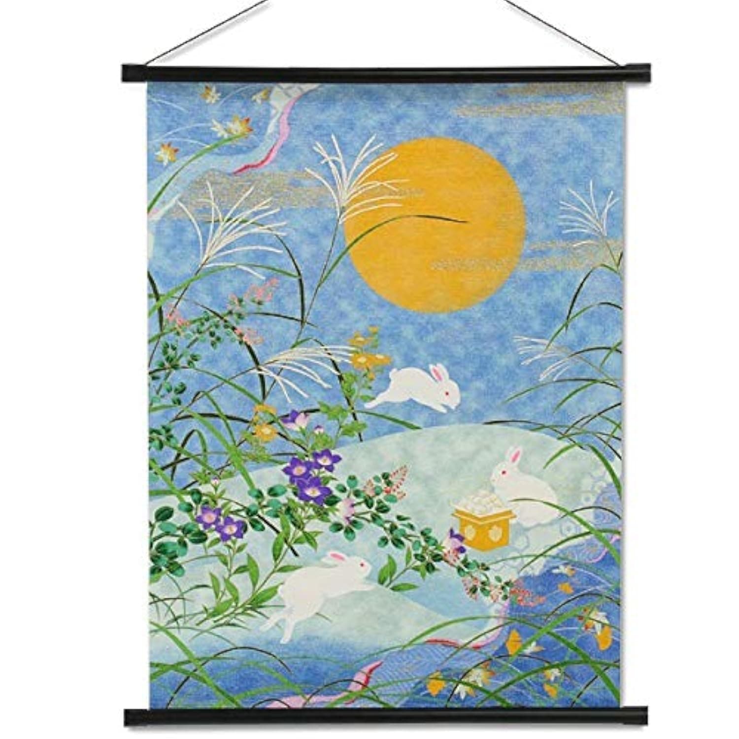 heiyemon Yuzen Washi Tapestry Includes Hanging (Moon Rabbit)