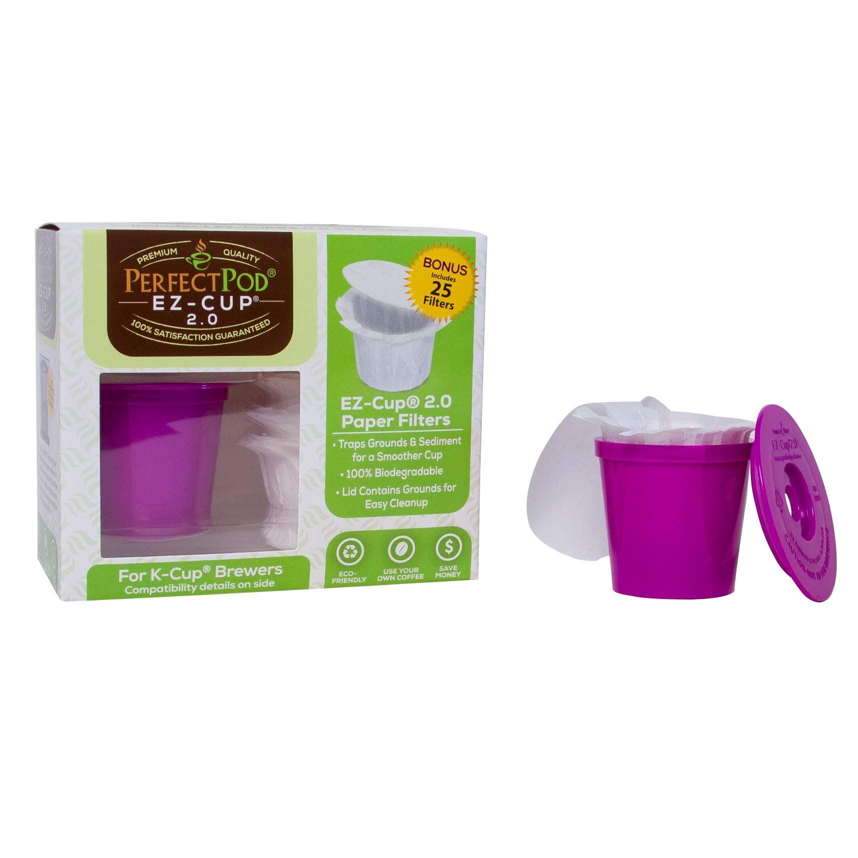 EZ-Cup 2.0 Starter Pack | Reusable K-Cup Coffee Pod Capsule with 25 Disposable Paper Filters (Starter Pack)