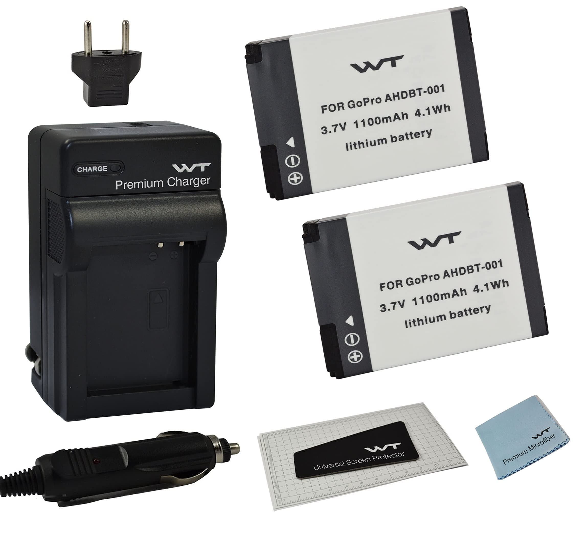 Combo Kit WT Nixxell Battery (2pack) and Charger for G0PR0 HERO2,Hero and G0PR0 AHDBT-001, AHDBT-002