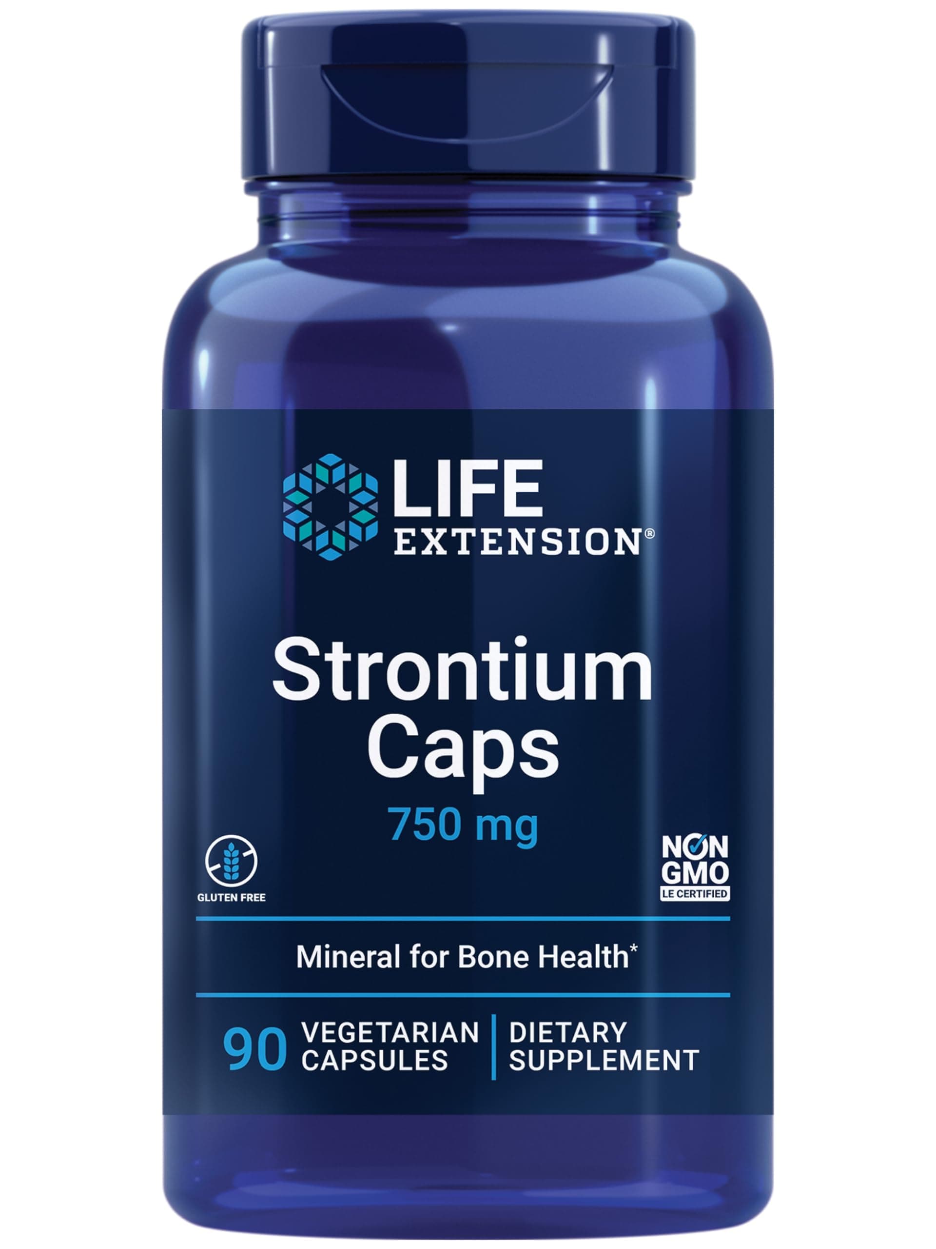 Strontium Caps 750 mg - Bone Health Supplement - Supports Bone Tissue Density & Promotes Healthy Bone Aging – Non-GMO, Gluten-Free – 90 Vegetarian Capsules