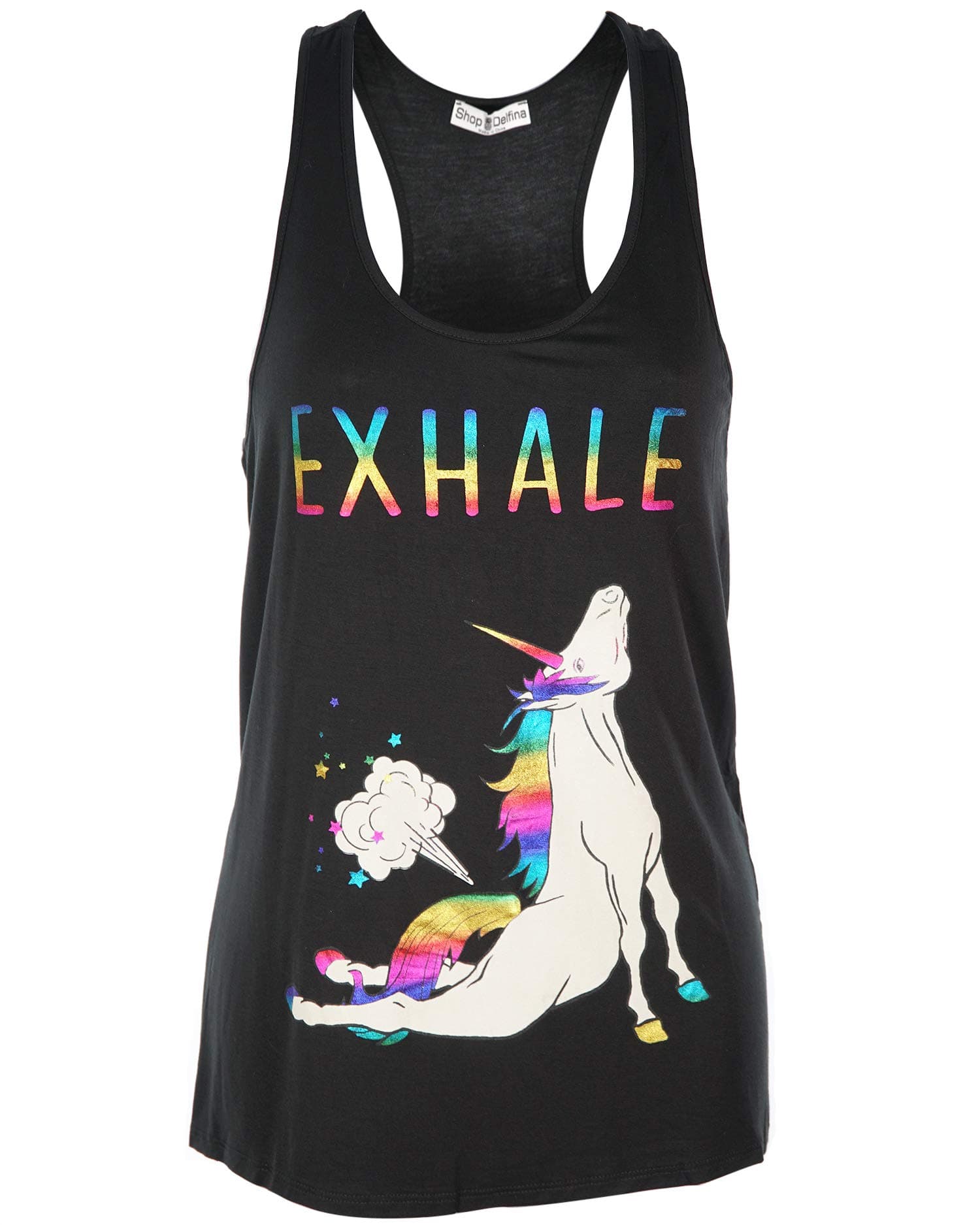 Unicorn Yoga Fart Cobra Pose Rainbow Exhale Funny Women's Tank Top