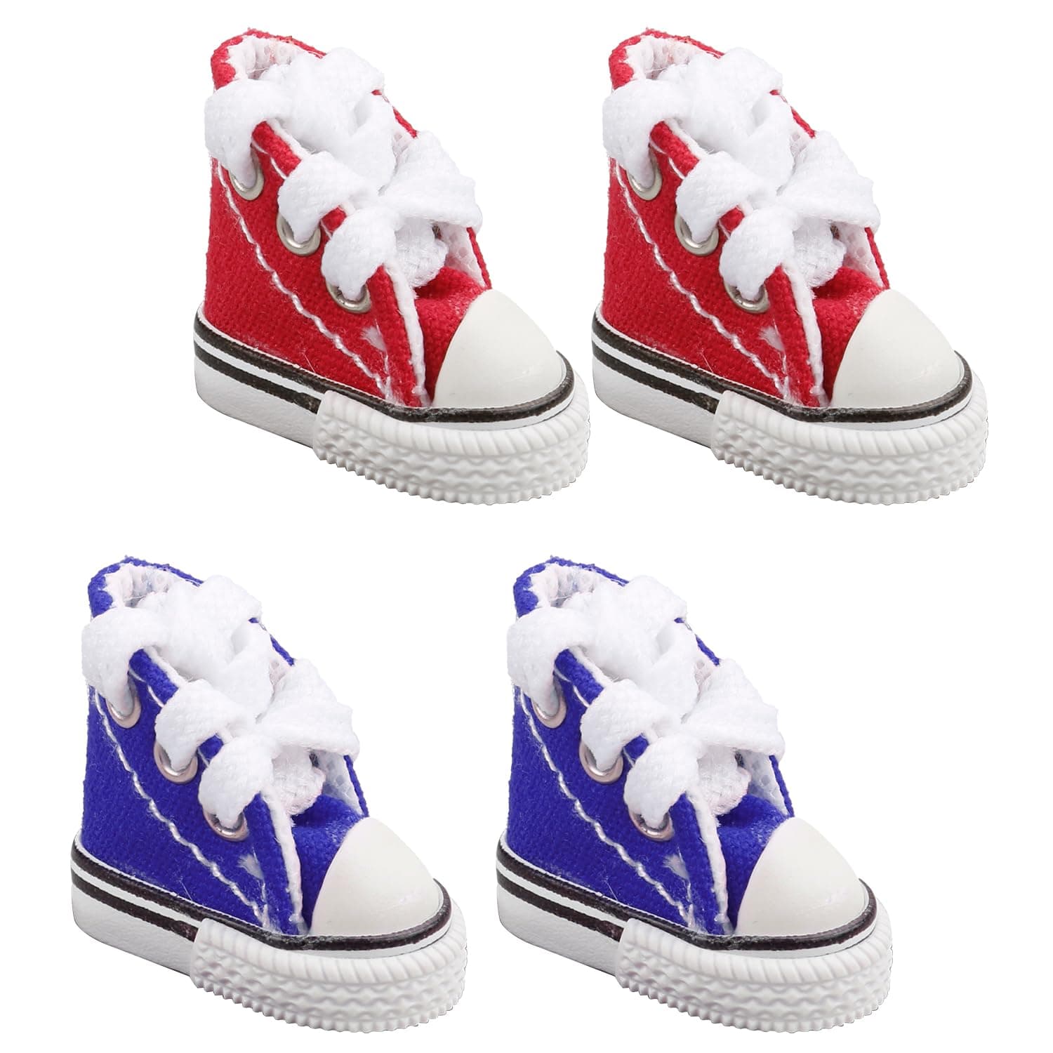 Mini Canvas Shoes: Cute Fingerboard Shoes, BJD Doll Accessories, Cotton Doll Decoration, Children's Gifts, Fingerplay Breakdancing (Red+Blue)