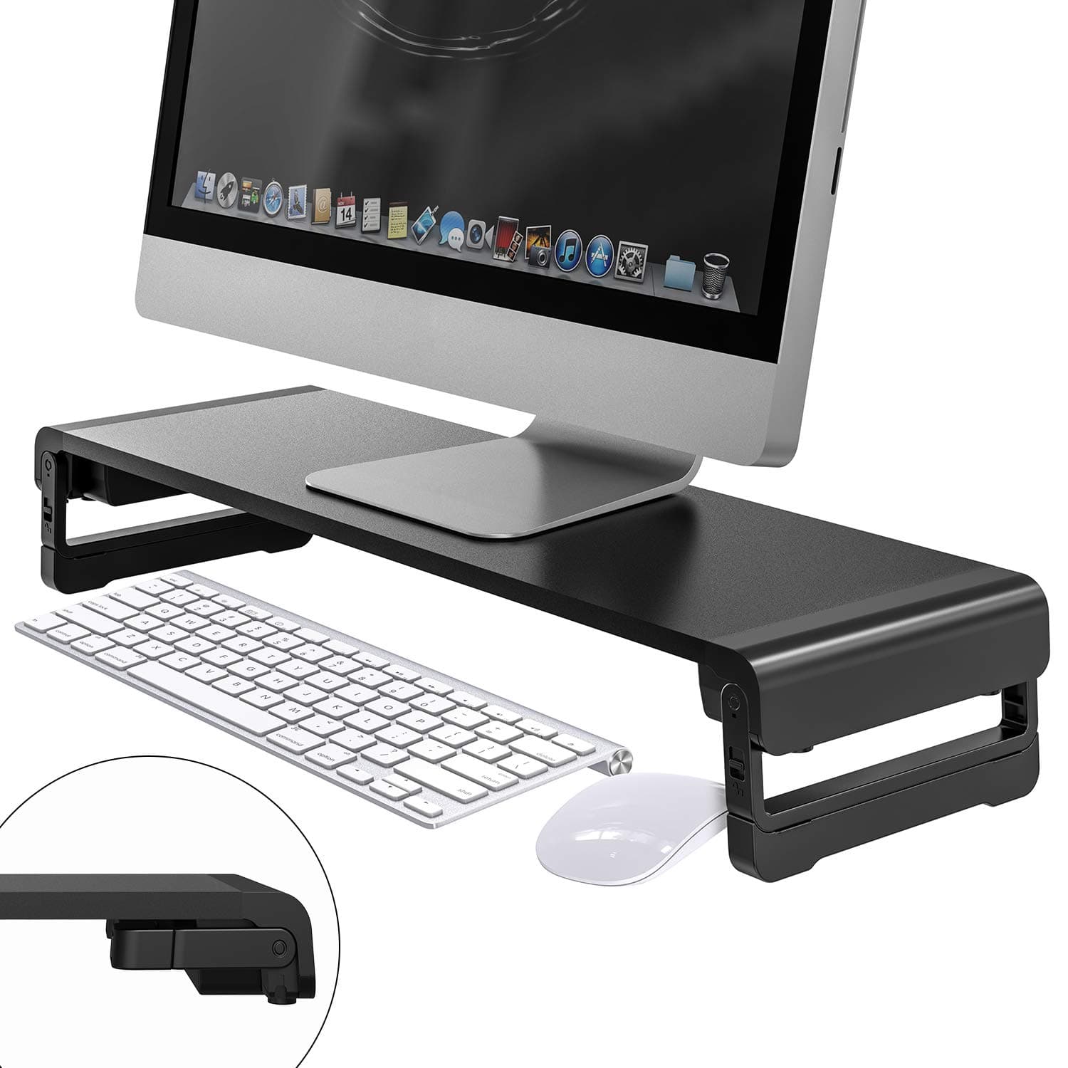 Monitor Stand, MiiKARE Aluminium Alloy Monitor Riser 3 Height Adjustable for Laptop, PC, Computer, Ergonomic Desktop Stand for Keyboard Storage & Multi-Media Printer TV Screen