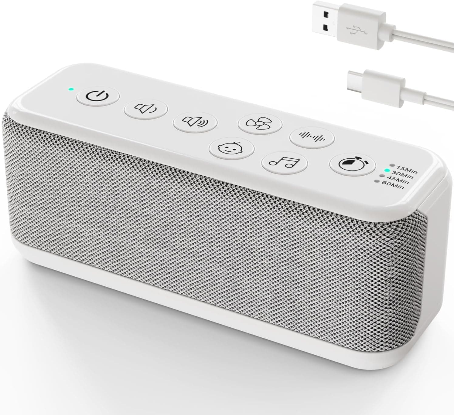 Portable White Noise Machine for Adults & Kids, 42 Soothing Sounds with Lullabies & Fan Sounds, Auto-Off Timer & 8-Level Volume Control