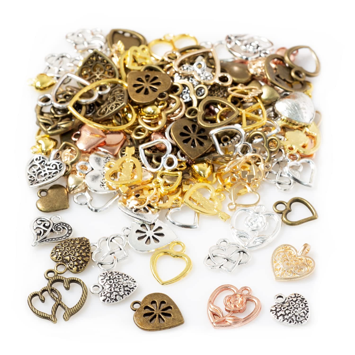 stino 100 Gram Metal Charms for Jewelry Making, Silver & Gold Plated, Bulk Pack for Bracelets, Necklaces, Crafts