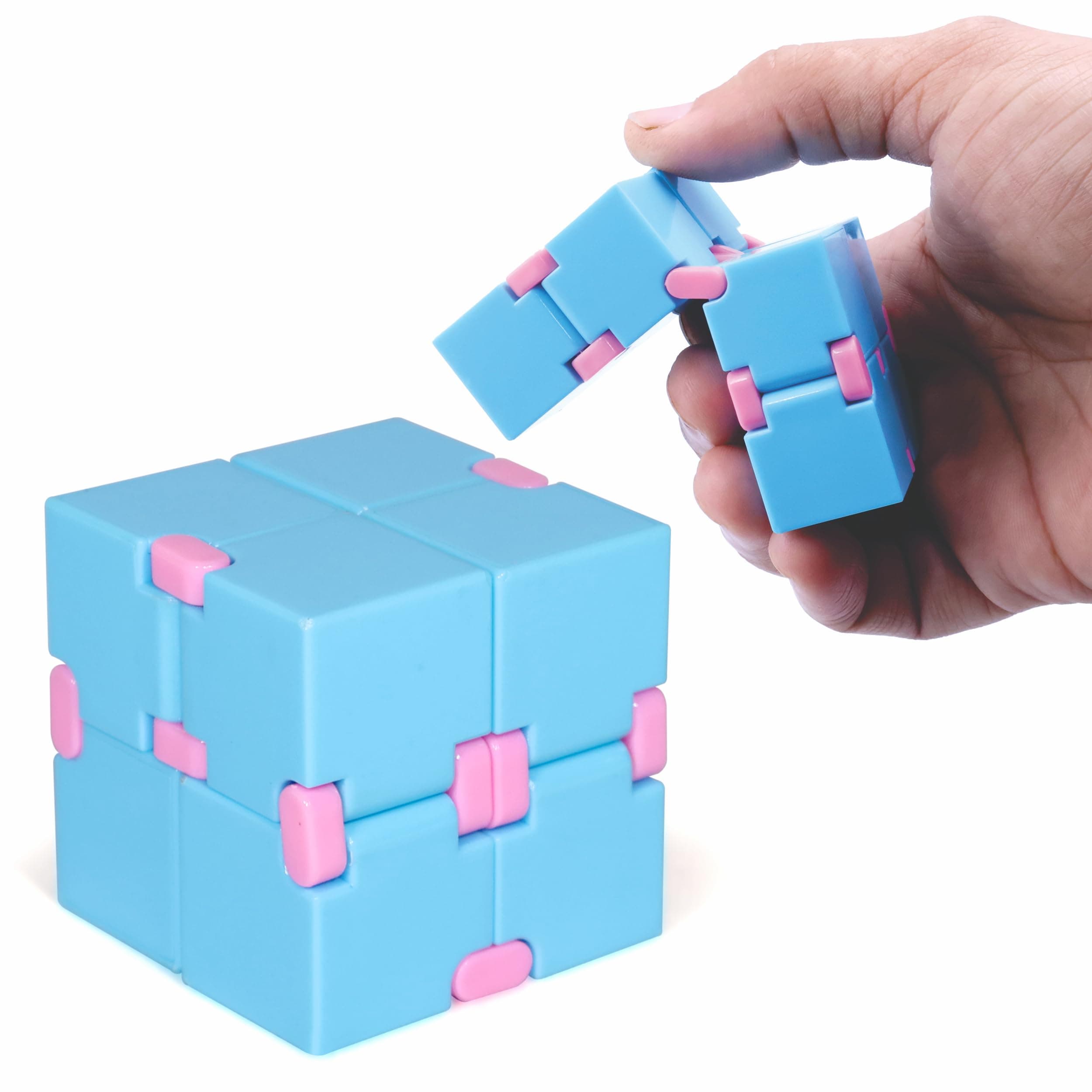 Chanak Infinity Cube Fidget Toy Stress Relieving Fidgeting Game for Kids and Adults, Durable ABS Plastic Safe Material Sensory Toys, Unique Gadget for Anxiety Relief Easy to Carry, Above 3+ Age (Blue)