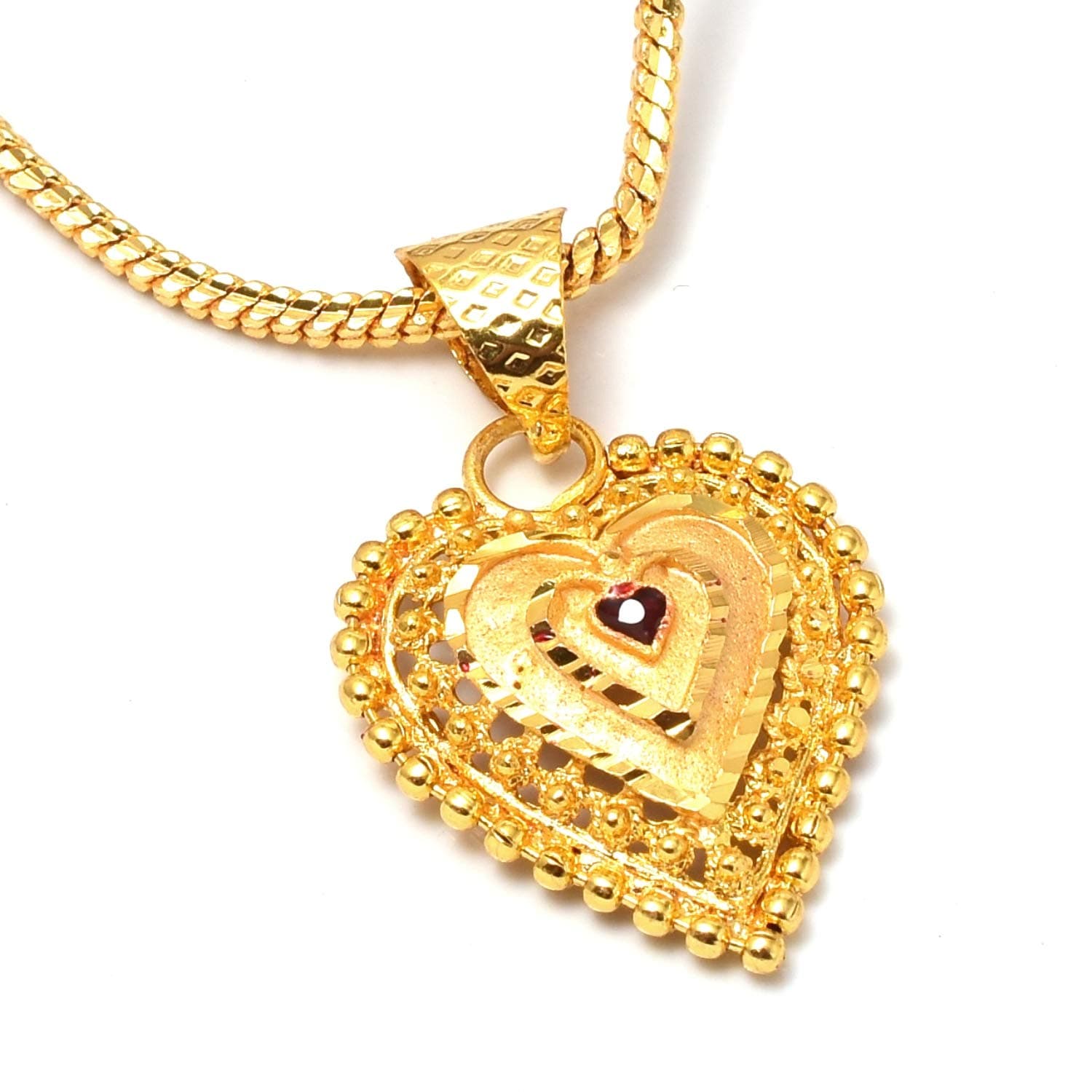 Pendant with Chain Heart/Dil, Fish/Machli, Single Stone Ad Cz Meena Work Gold Plated Alphabet Locket Jewelry For Women