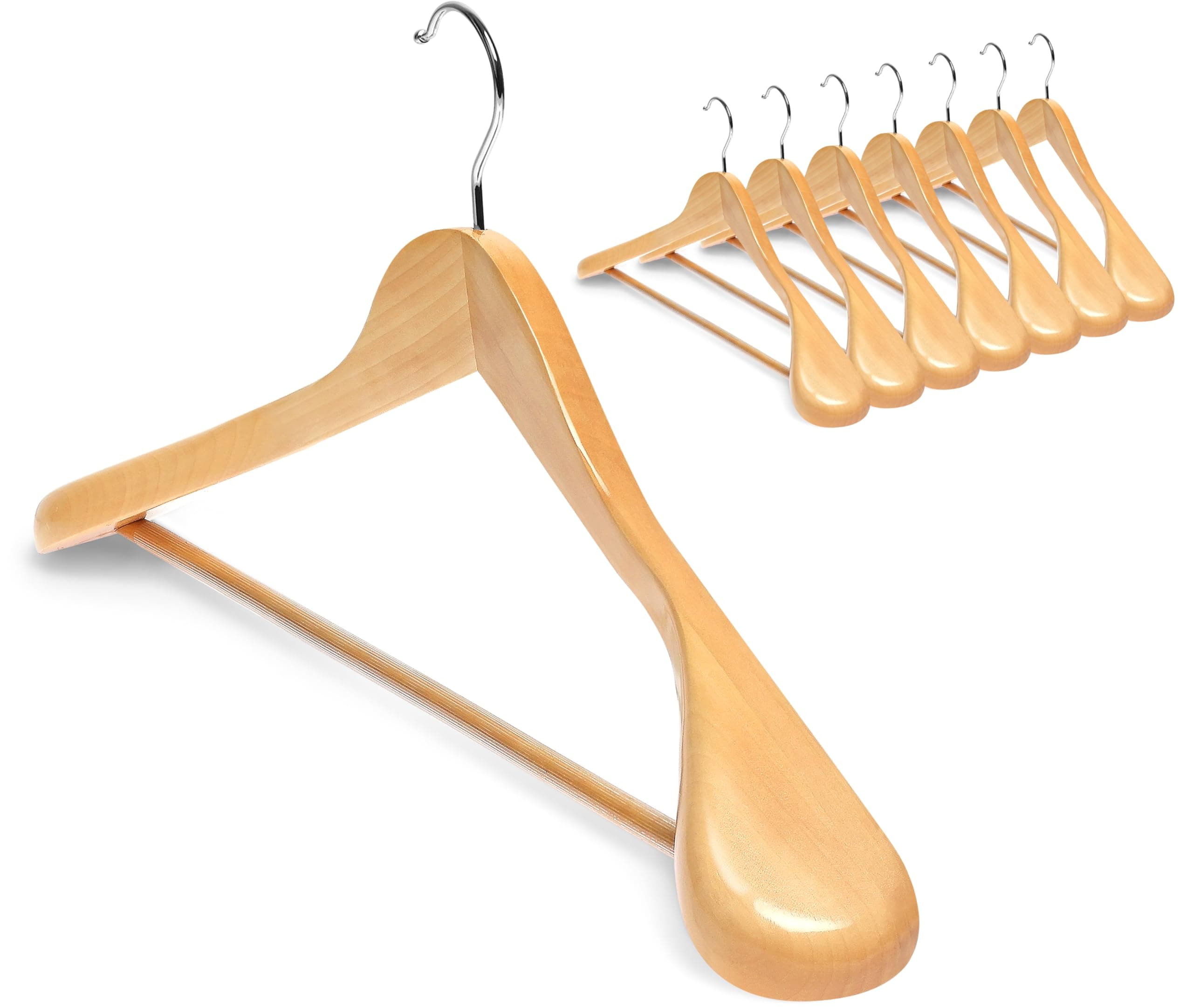 Coat Hanger 8-Pack, MEQUTION Wood Hangers Trouser Hangers Extra Wide Shoulder...