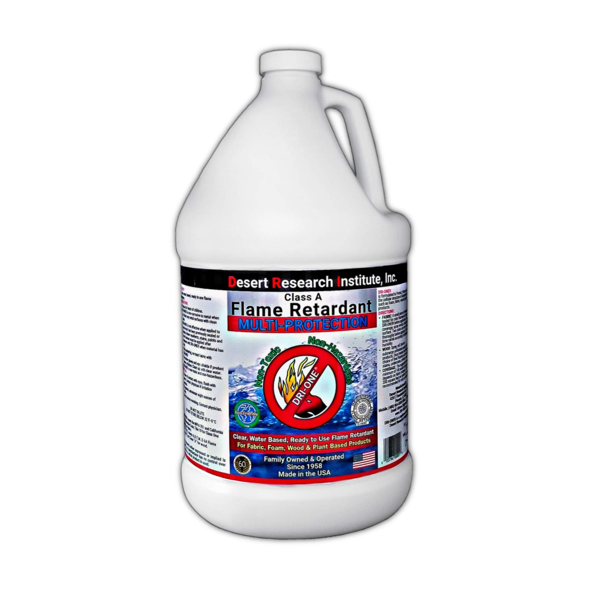 Fire Retardant Spray (Class A for Fabric, Wood, Theater Curtains & More) Eco-Safe, Non Toxic, C.A.C. Title-19, ASTM E84, DRI-ONE 1 Gallon