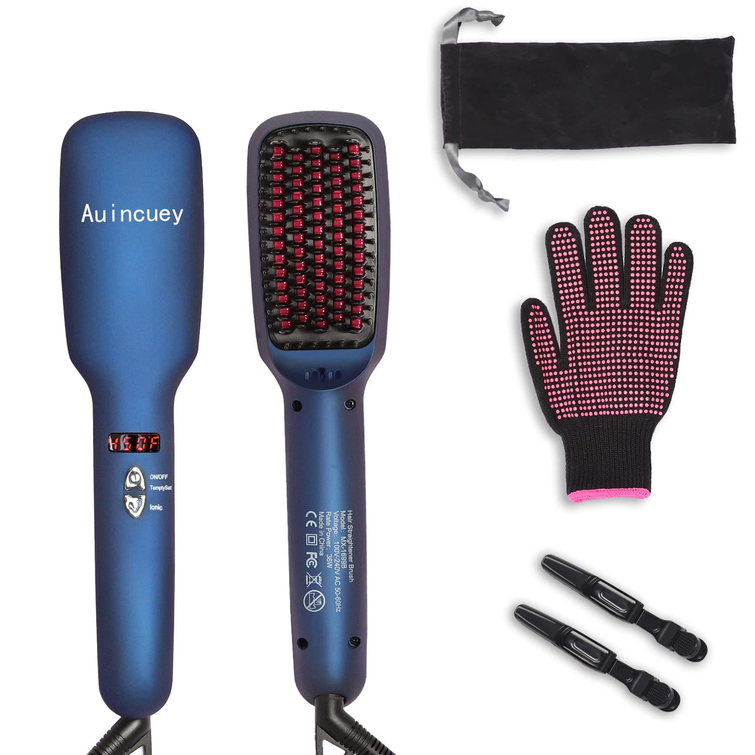 2 in 1 Hair Straightener Brush, Ceramic Ionic Hair Straightener Comb Heating Faster, 6ft Rotating Cord Dual Voltage Hair Straightener Travel Design Anti Scald Auto Off