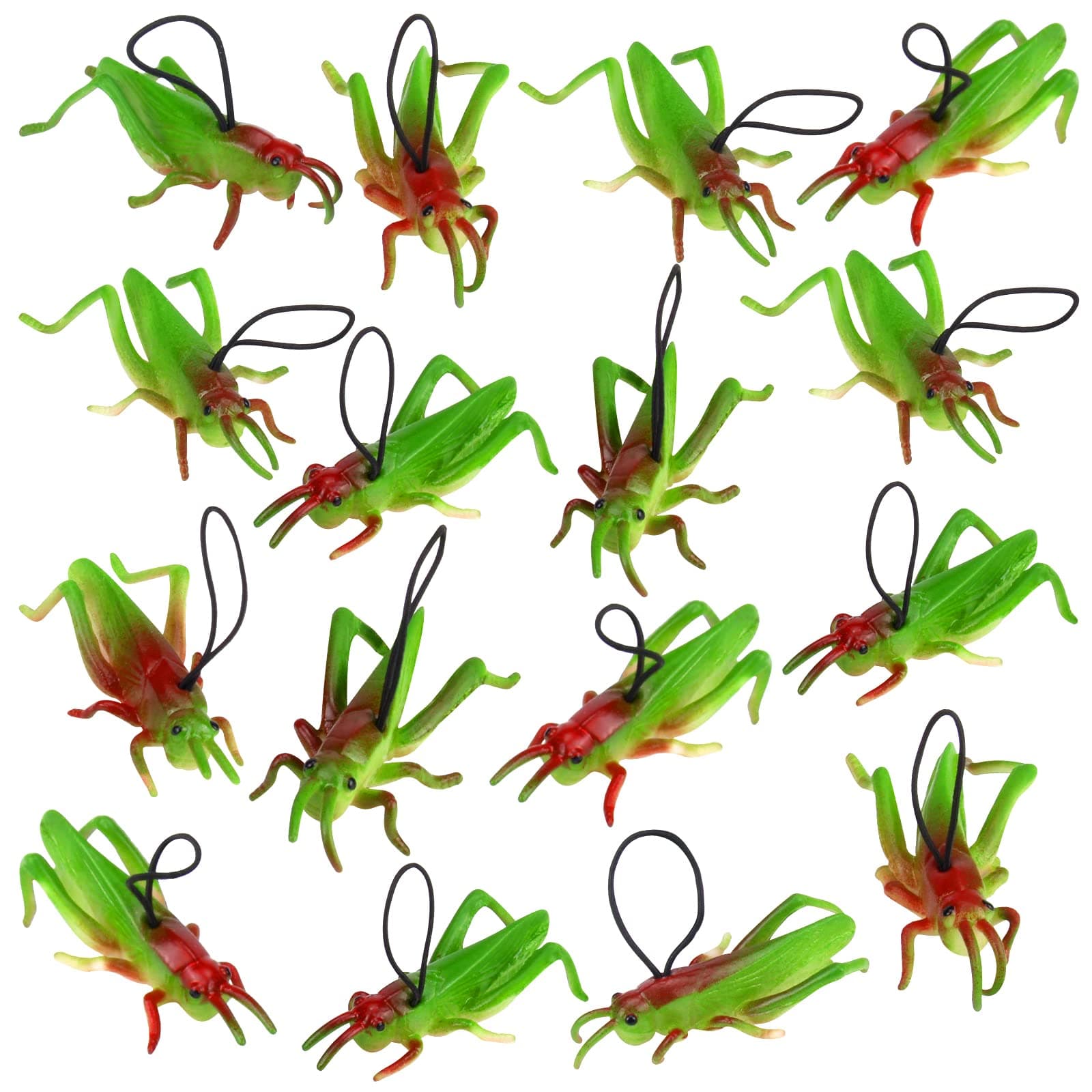 16 Pcs Plastic Grasshoppers - Kids' Plastic Insect Figures, Fake Bugs, Green, Easter Party Favors, Tropical Character Toys for Insect Themed Party, Children, Boy, Girl