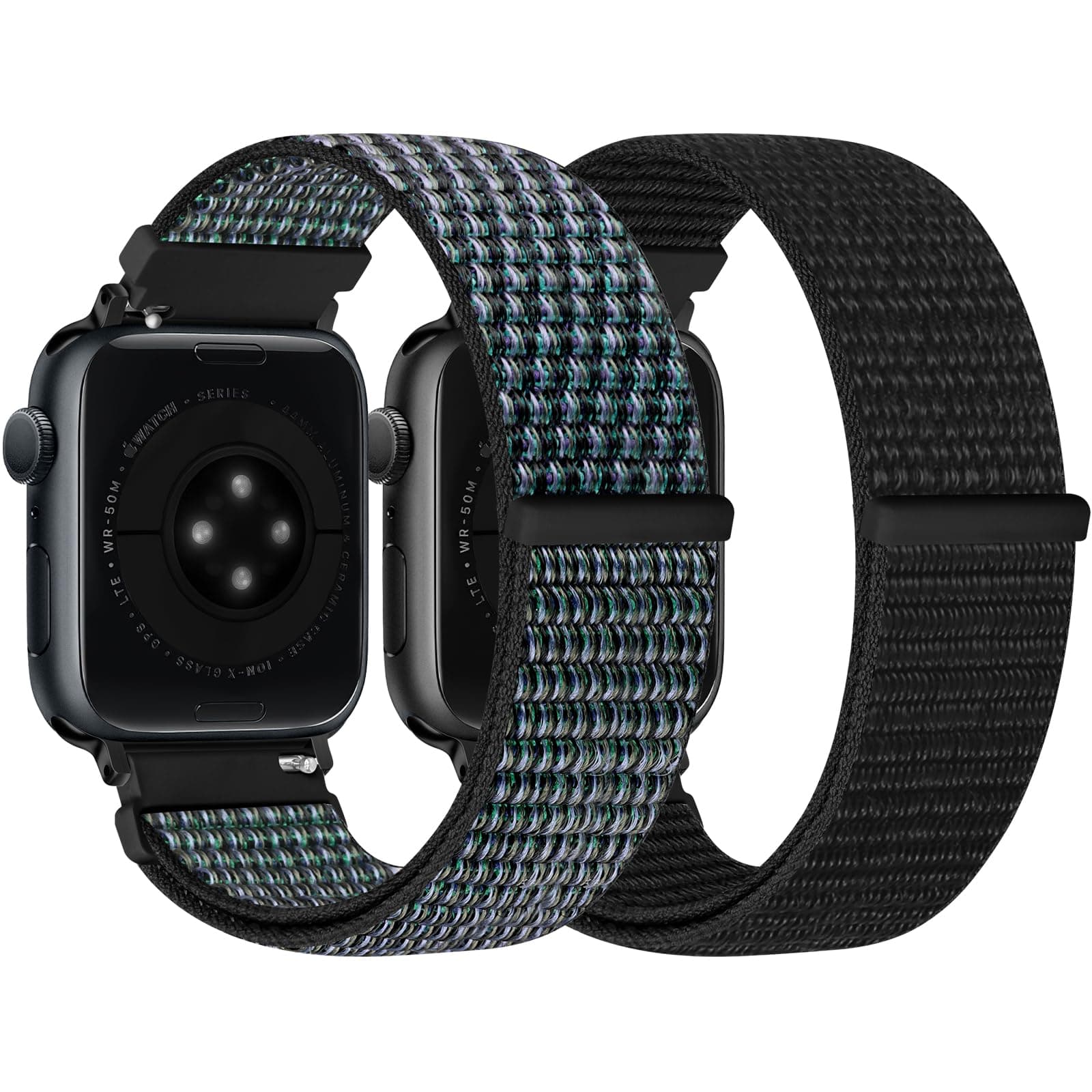 Runostrich Nylon Sport Strap Compatible with Apple Watch Strap 49mm 46mm 45mm 44mm 42mm 41mm 40mm 38mm Women Men, Adjustable Solo Loop Strap for iWatch Series 10 9 8 7 6 5 4 3 SE2 SE Ultra 2 1, 2 Pack