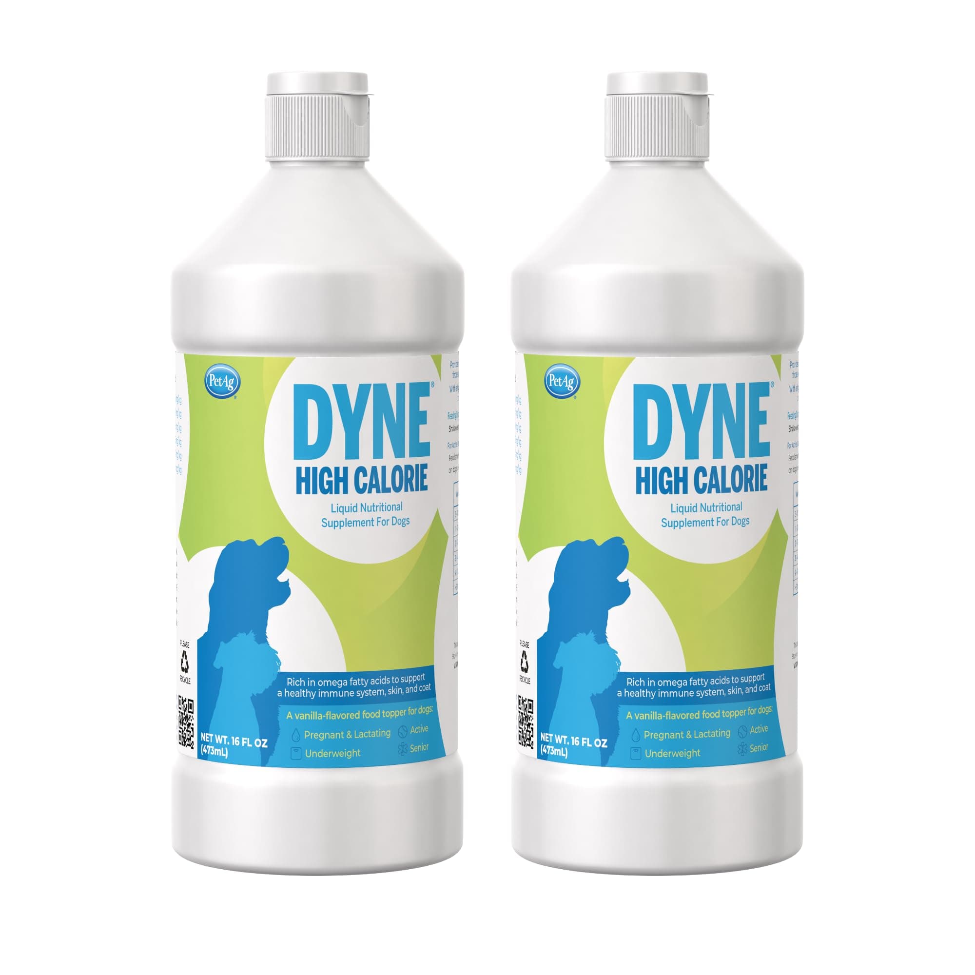 Dyne High Calorie Liquid Nutritional Supplement for Dogs & Puppies 8 Weeks and Older - 16 oz, Pack of 2 - Supports Performance and Endurance - Sweet Vanilla Flavor