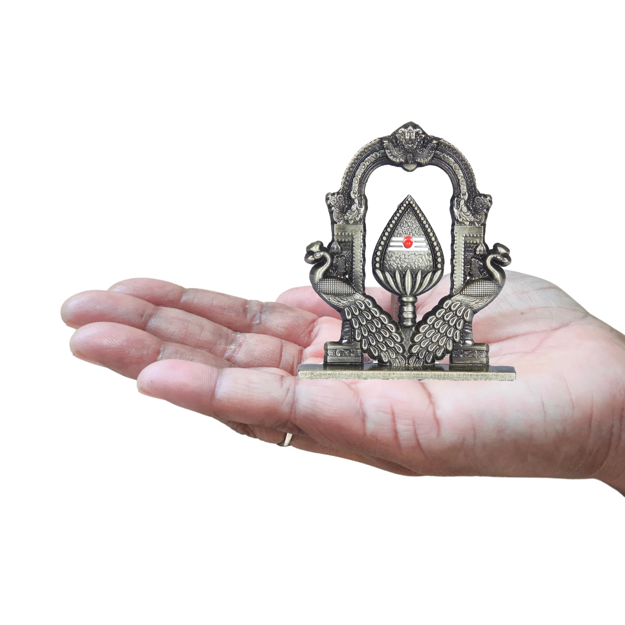 Anciently Vel With Peacock for Car Dashboard | Murugan Vel, Metal, 1 Piece (Brass Colour)