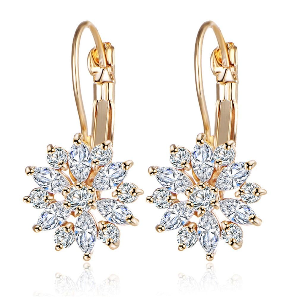 Latest 18k Gold Plated AAA Crystal Diamonds Earrings For Women & Girls