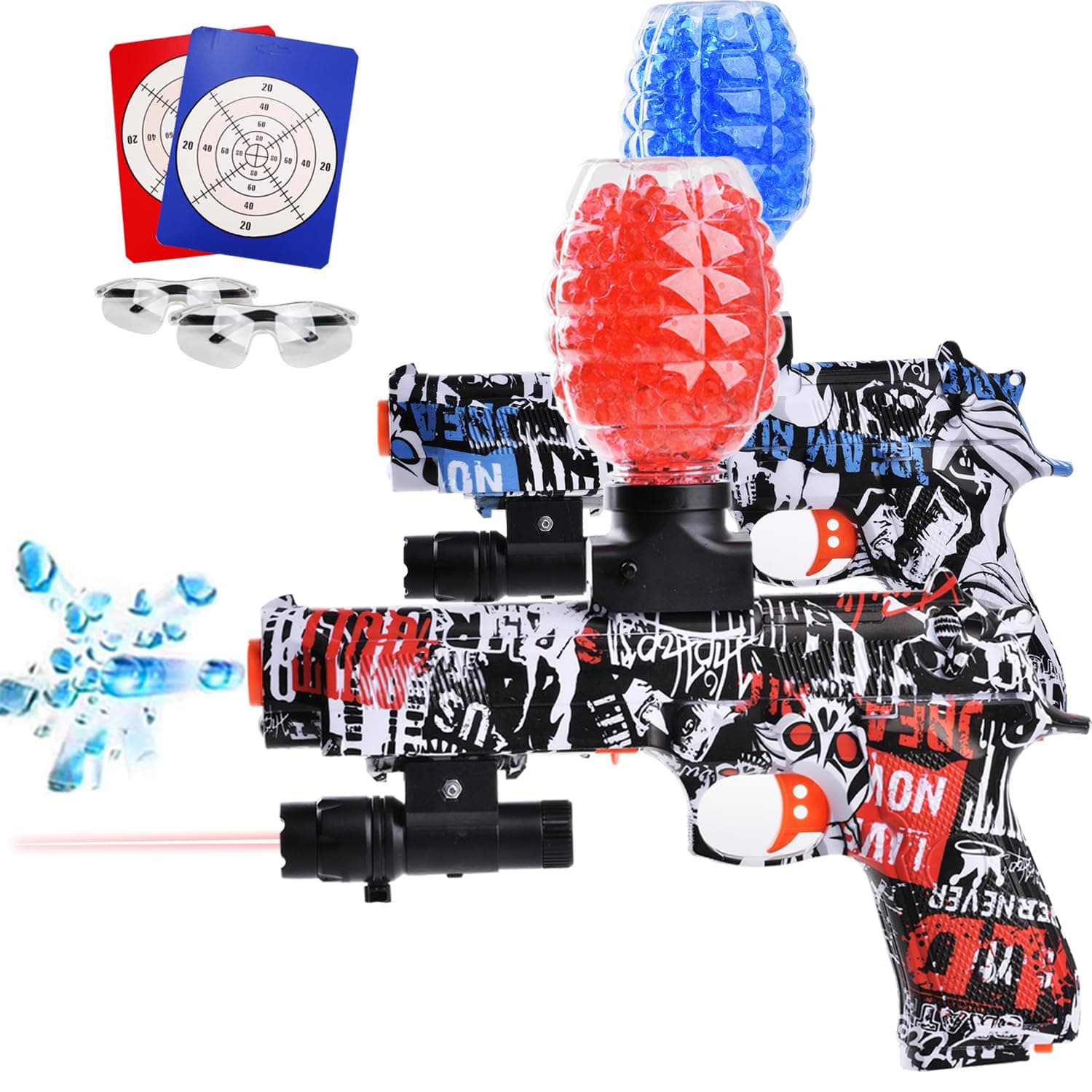 Electric Gel Ball Blaster Gun, Automatic Splatter Blaster with 40000+, Splat Ball Blasters - Summer Outdoor Activities Team Shooting Games for 14+ Years Old