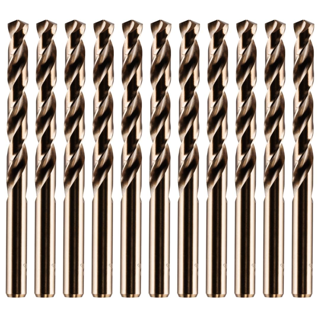 Rennie Tools - 10pc 4.2mm HSS Gold Cobalt Jobber Drill Bit Set for Stainless Steel, Hard Metals, Aluminium, Cast Iron, Copper