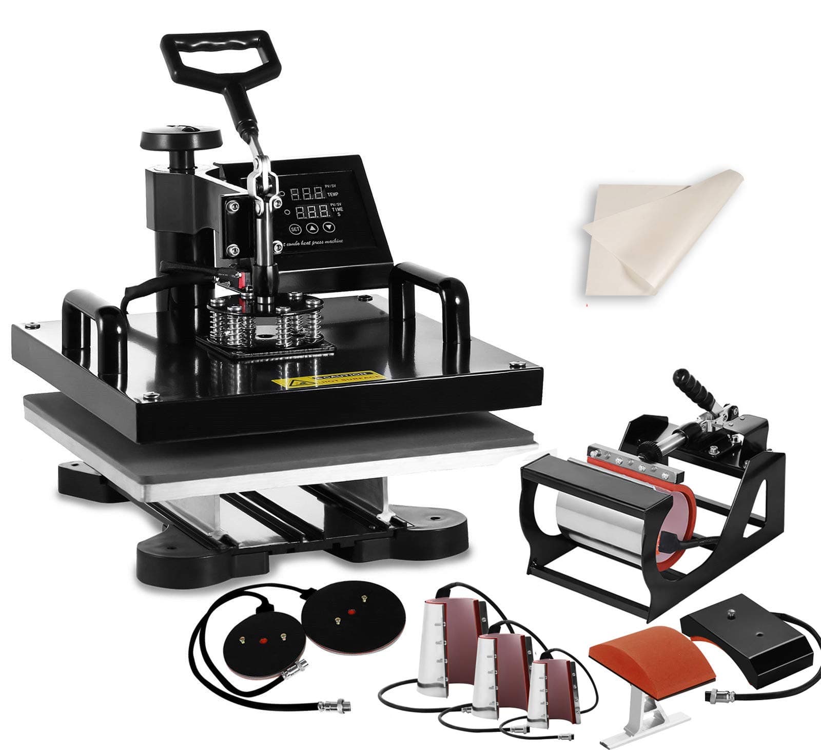 15"x 15" Heat Press Machine 8 in 1 Heat Transfer Machine Multifunctional Swing-Away Heat Press for T Shirts Hat Mug Plate (15x15 inch 8 in 1)