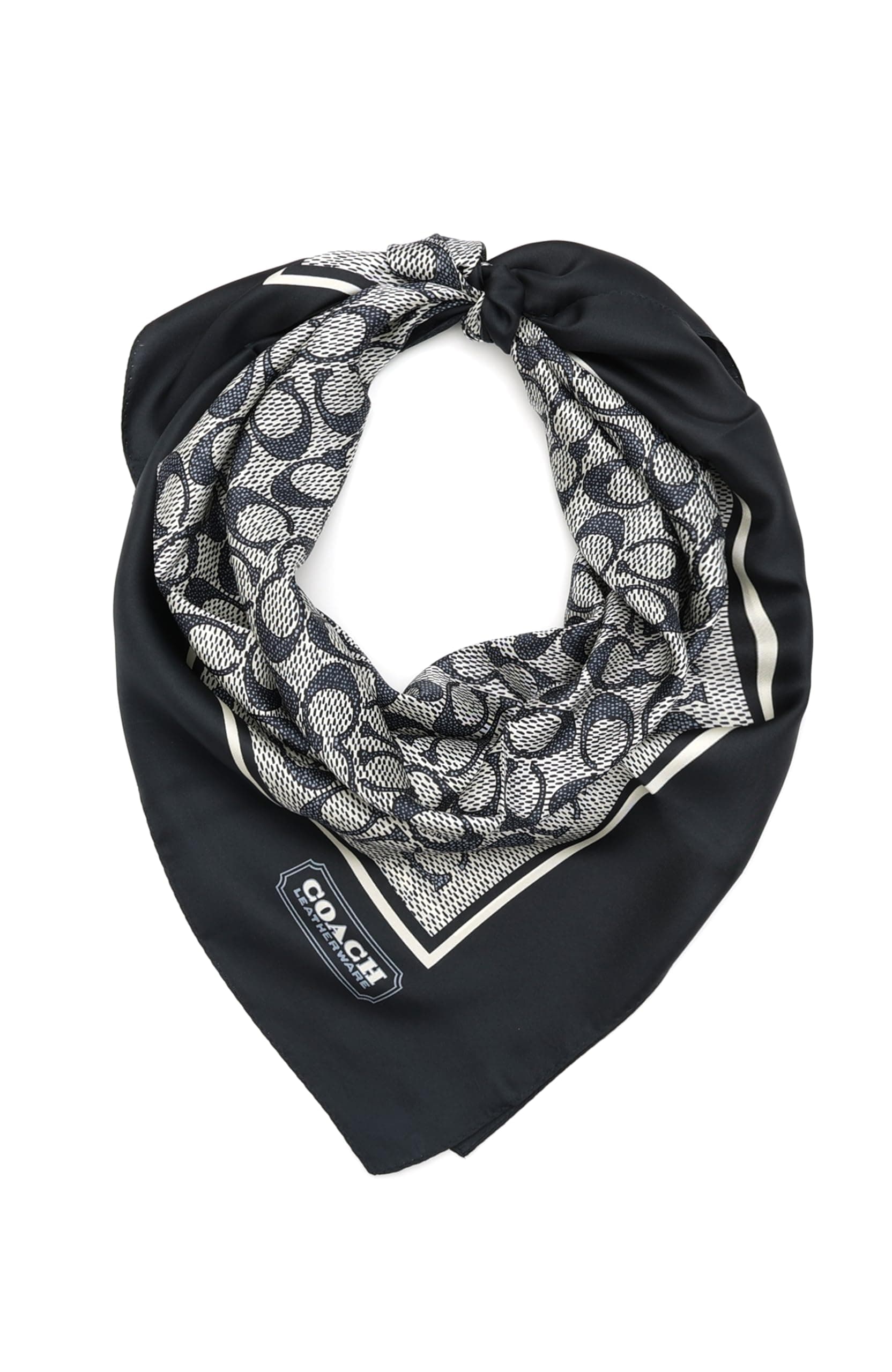 COACH Women's Textured Signature C Printed Silk Square Scarf