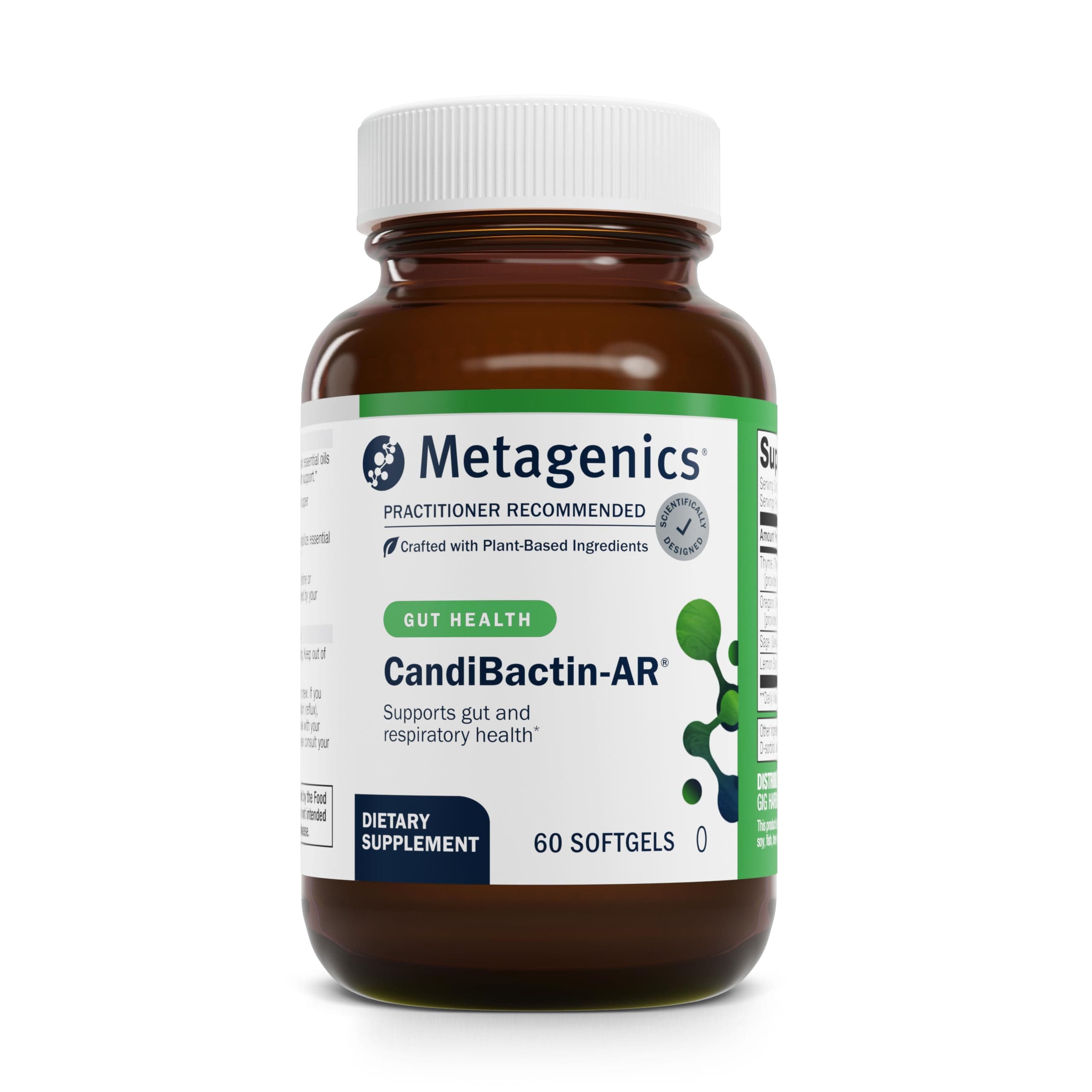 CandiBactin-AR - Oregano & Thyme Essential Oils with Sage & Lemon Balm - Supports Digestive Health, Microbial Balance & GI Comfort - Enteric-Coated Softgels - Gluten-Free - 60 Softgels