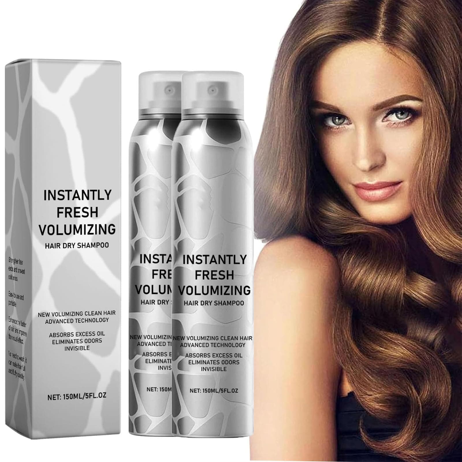 Dry Shampoo,Halo-vida Instantly Fresh Volumizing Hair Dry Shampoo,𝘿𝙧𝙮 𝙎𝙝𝙖𝙢𝙥𝙤𝙤 For Dark Hair, Natural 𝘿𝙧𝙮 𝙎𝙝𝙖𝙢𝙥𝙤𝙤 Volumizing Spray, Refreshing And Non-Greasy (2PCS)