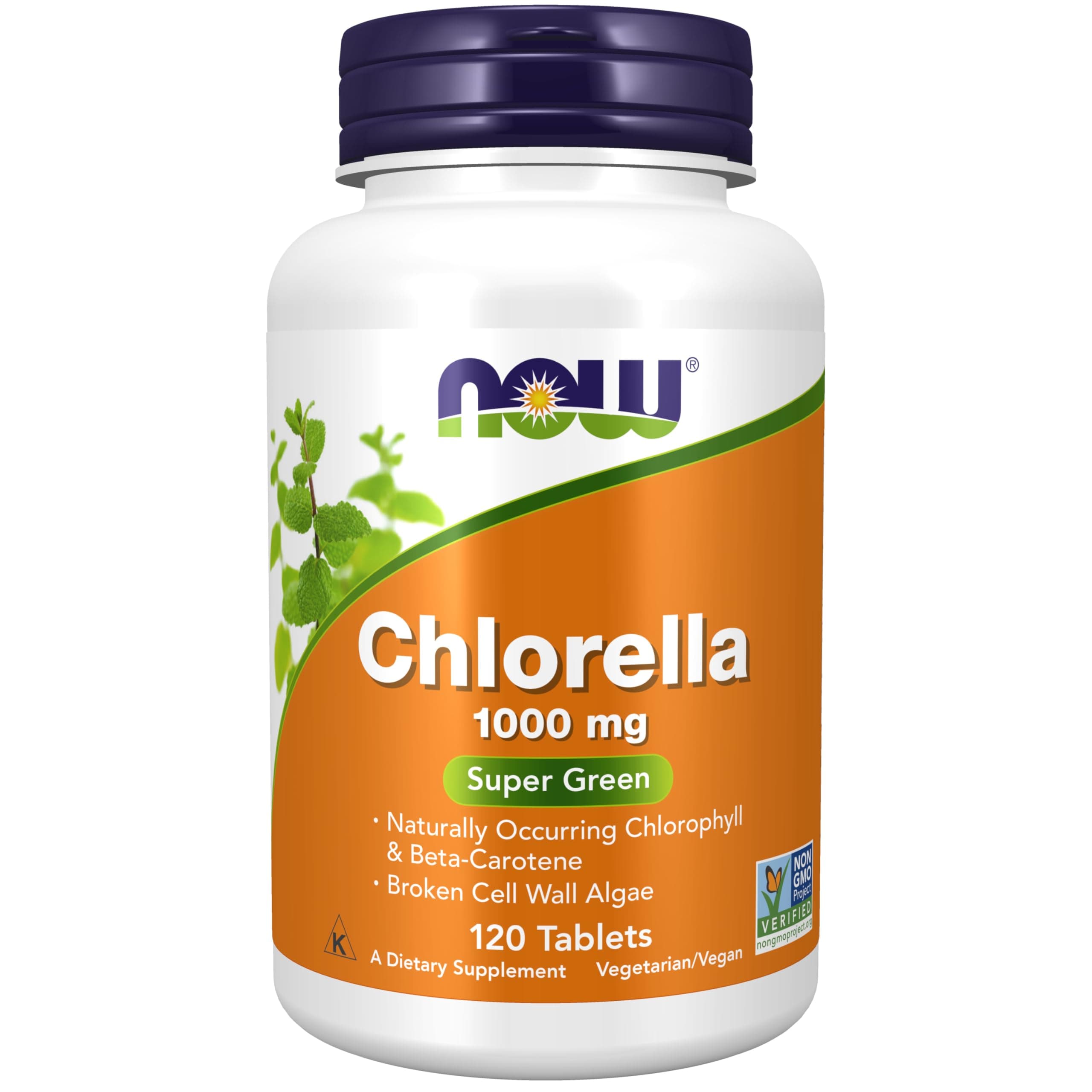 NOW Foods Supplements, Chlorella 1000 mg with naturally occurring Chlorophyll, Beta-Carotene, mixed Carotenoids, Vitamin C, Iron and Protein, 120 Tablets